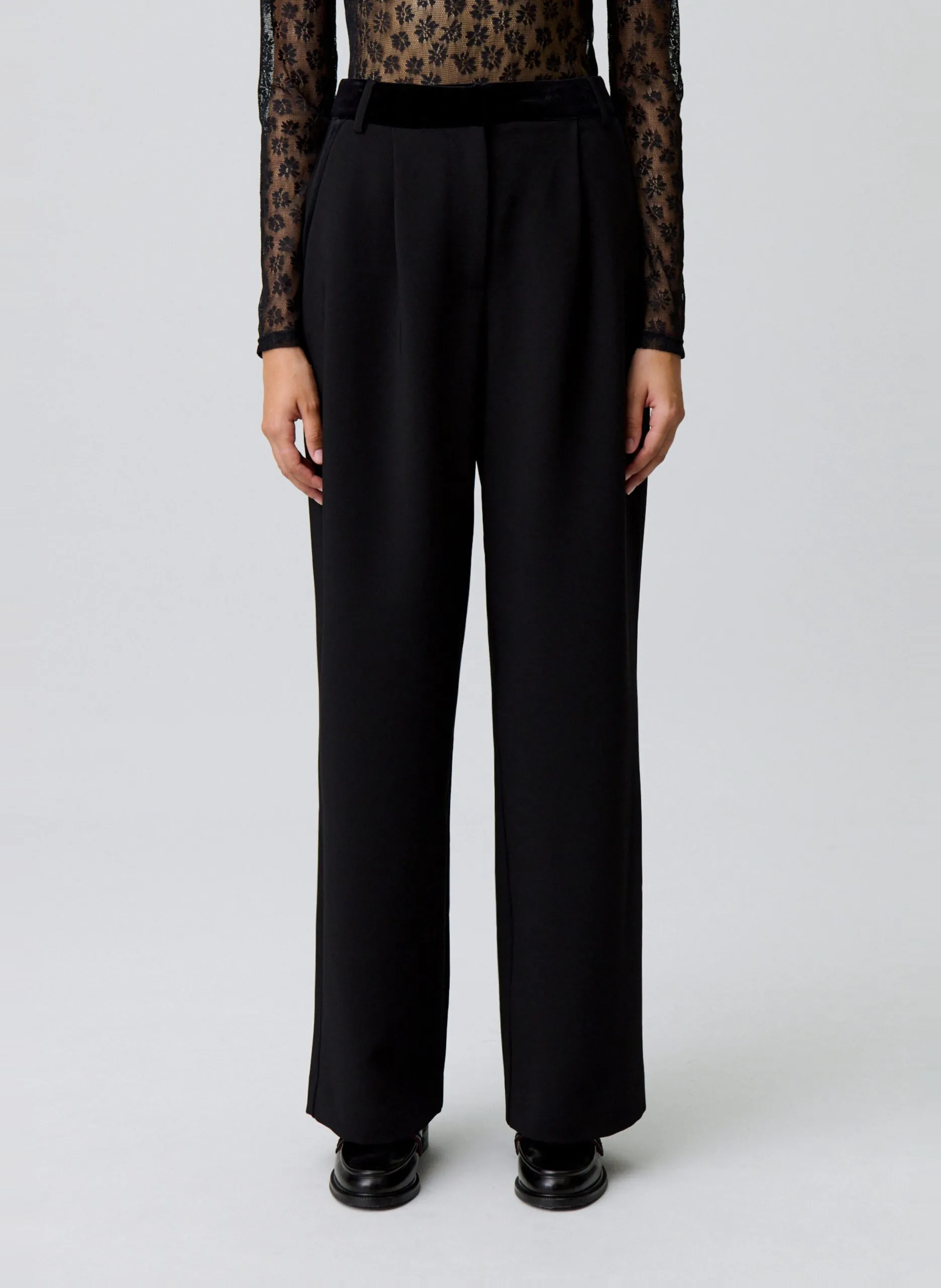 Bundfaltenhose mit hohem Bund Schwarz PIERA