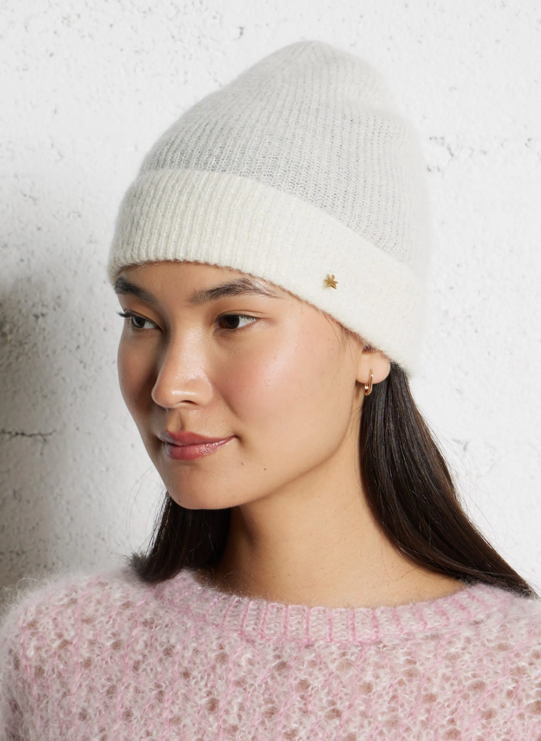 Einfarbige Mütze aus Mischwolle Beige CALIN