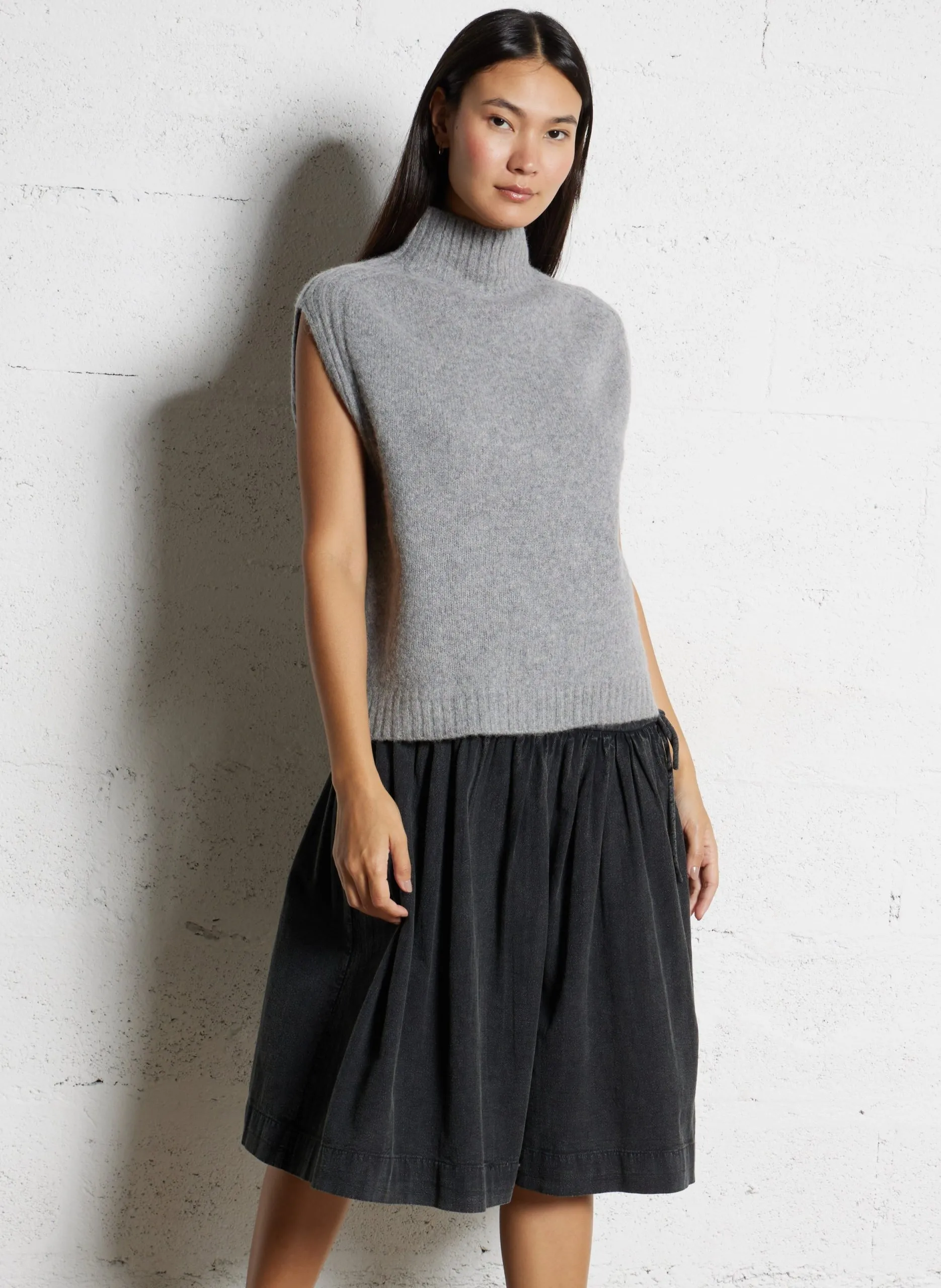 Ärmelloses Oversized-Strickoberteil Grau MYLENE