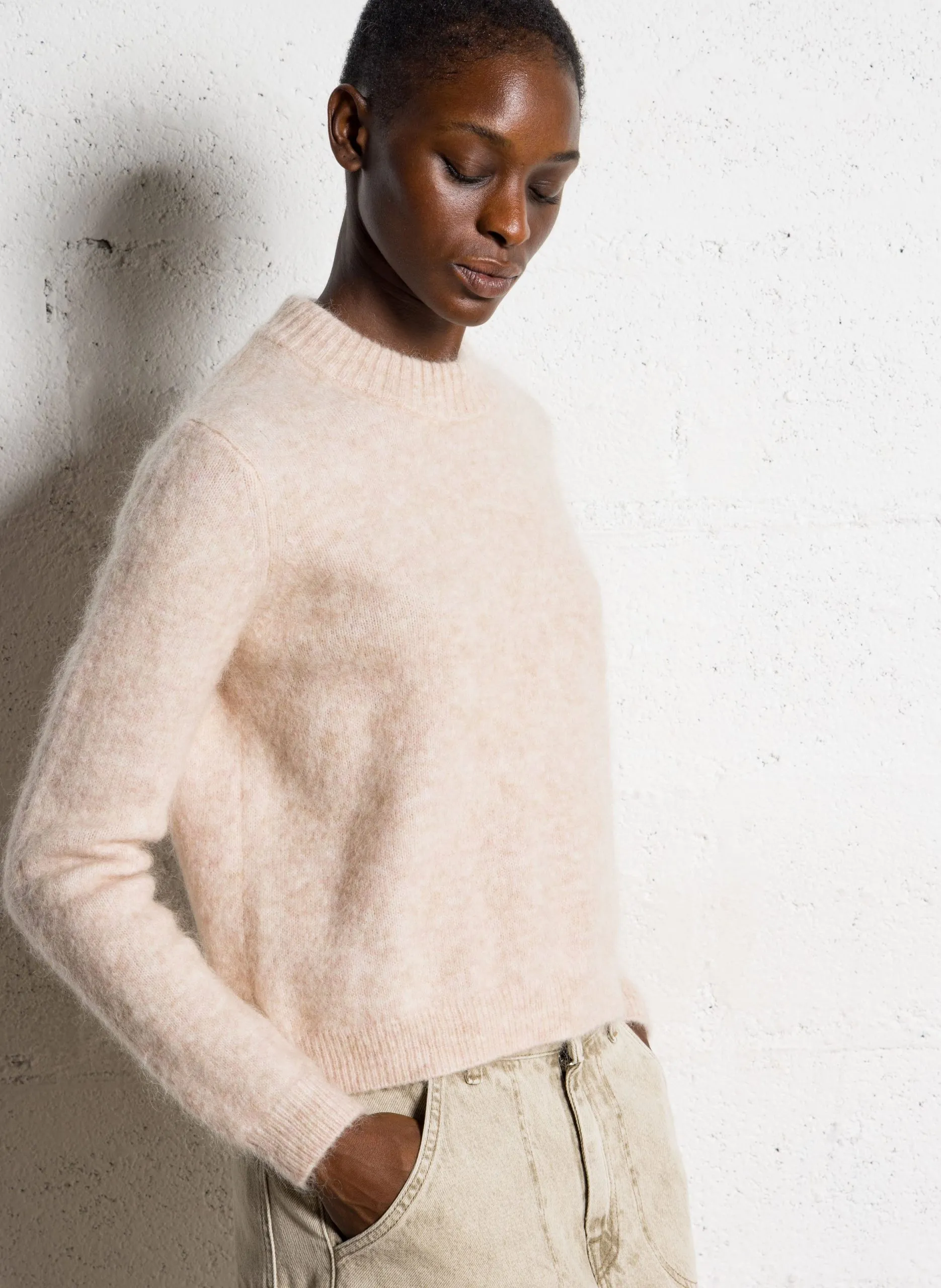 Oversize-Pullover aus Wollmix Beige AURON