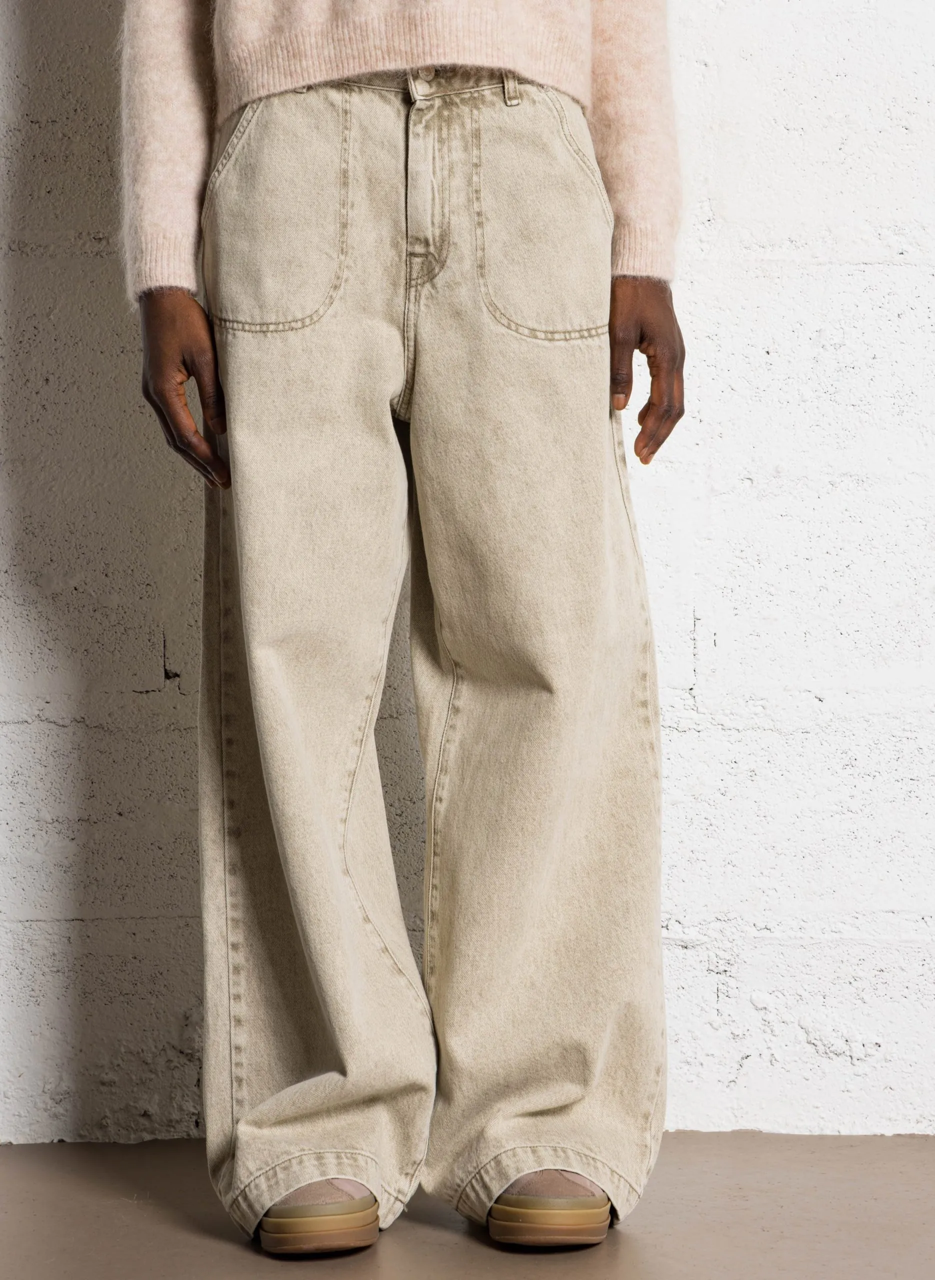 Farbige Straight Cut Jeans mit 5 Taschen Beige PETULA