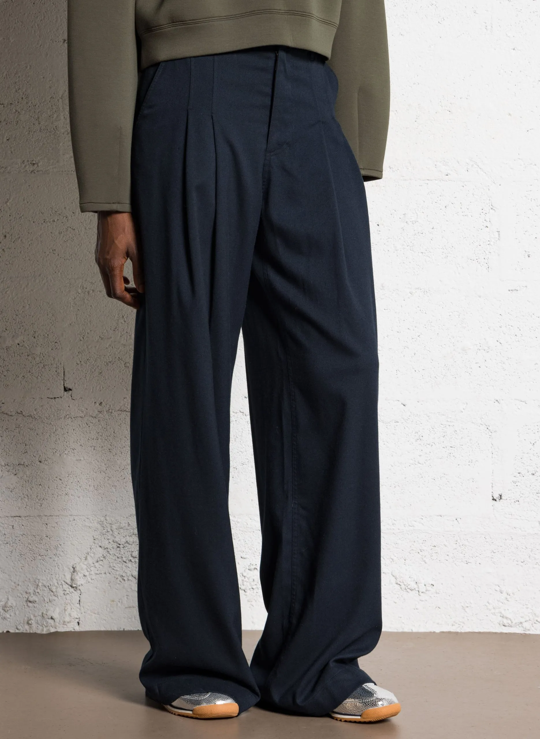 Azawood - Weite Hose mit hohem Bund Blau SIXTINE