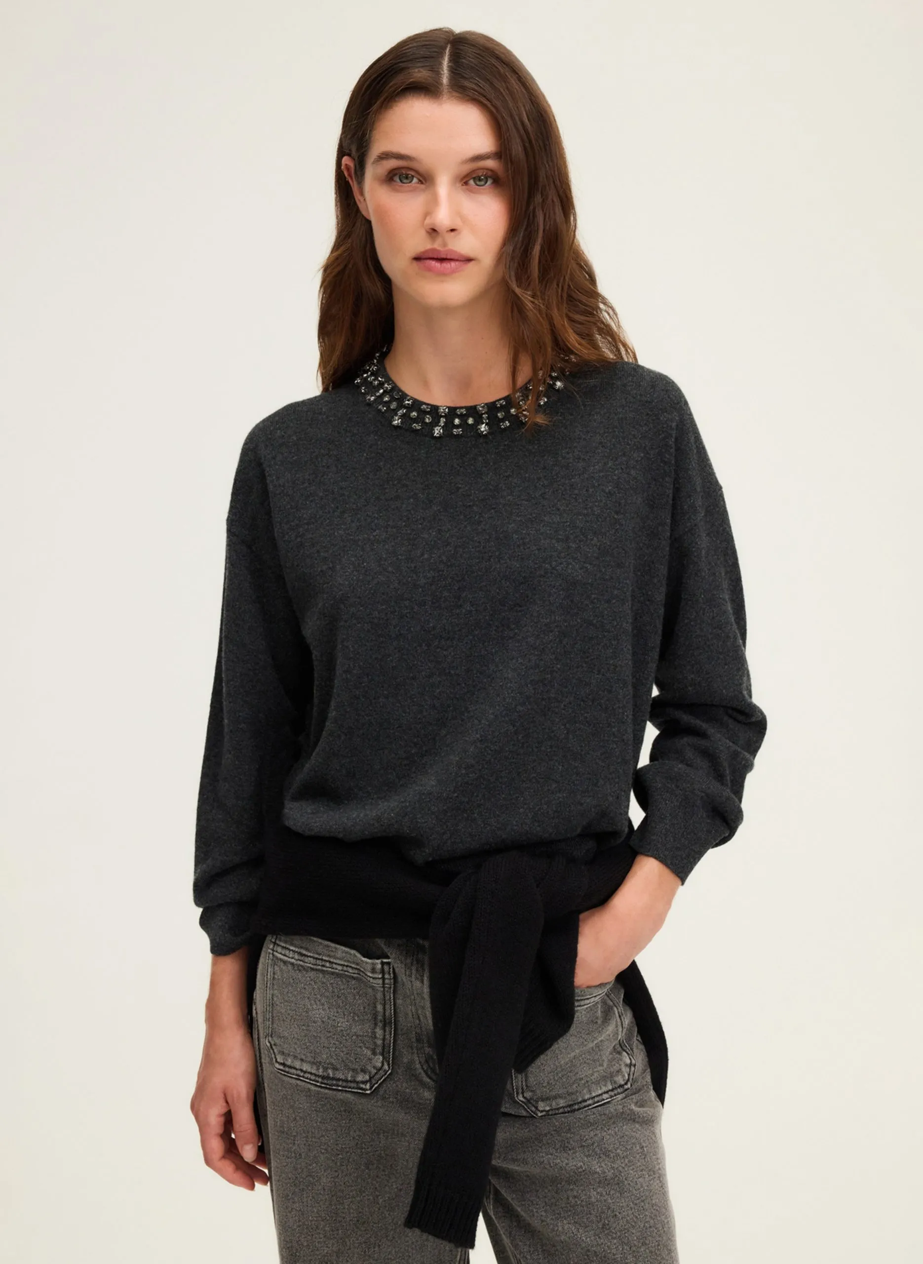 Abidjan - Wollpullover mit Rundhalsausschnitt Grau EDIA