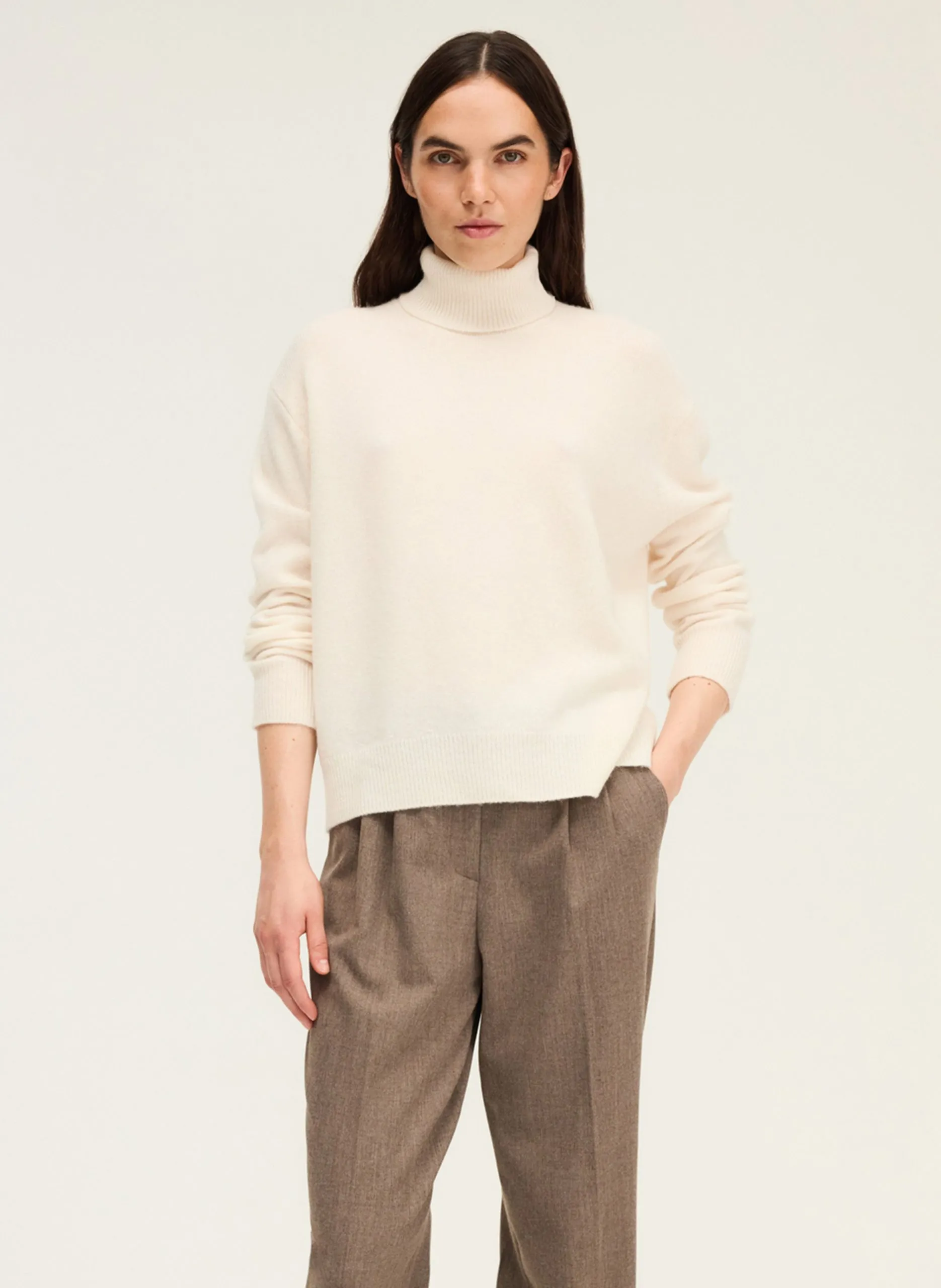 Wollrollkragenpullover Beige EVANA