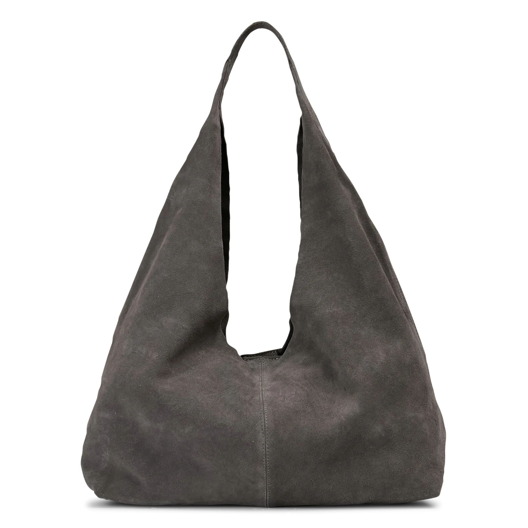 Einfarbige Wildleder-Hobo-Tasche Grau
