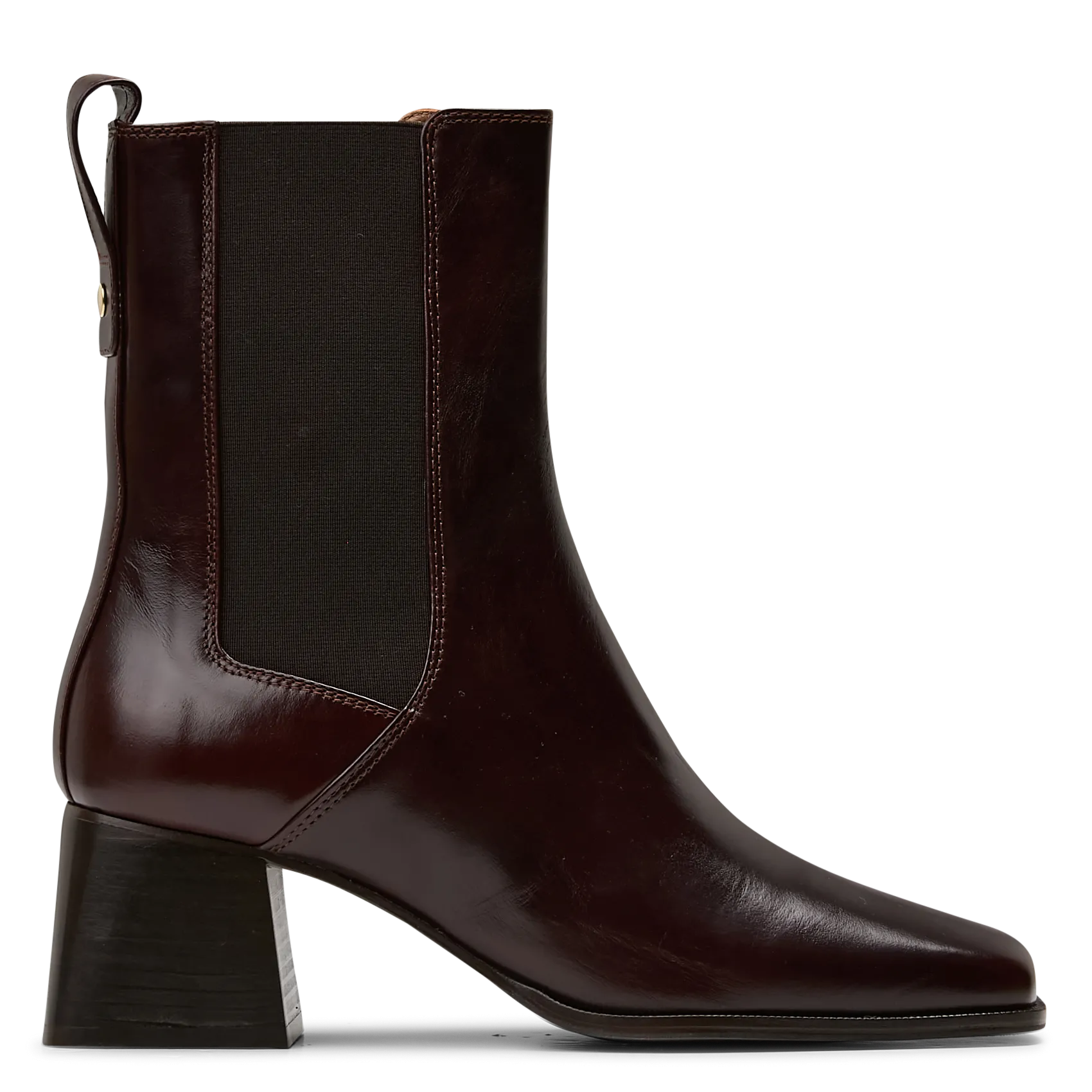 Stiefeletten mit Absätzen und eckiger Spitze aus Leder Braun LOIS