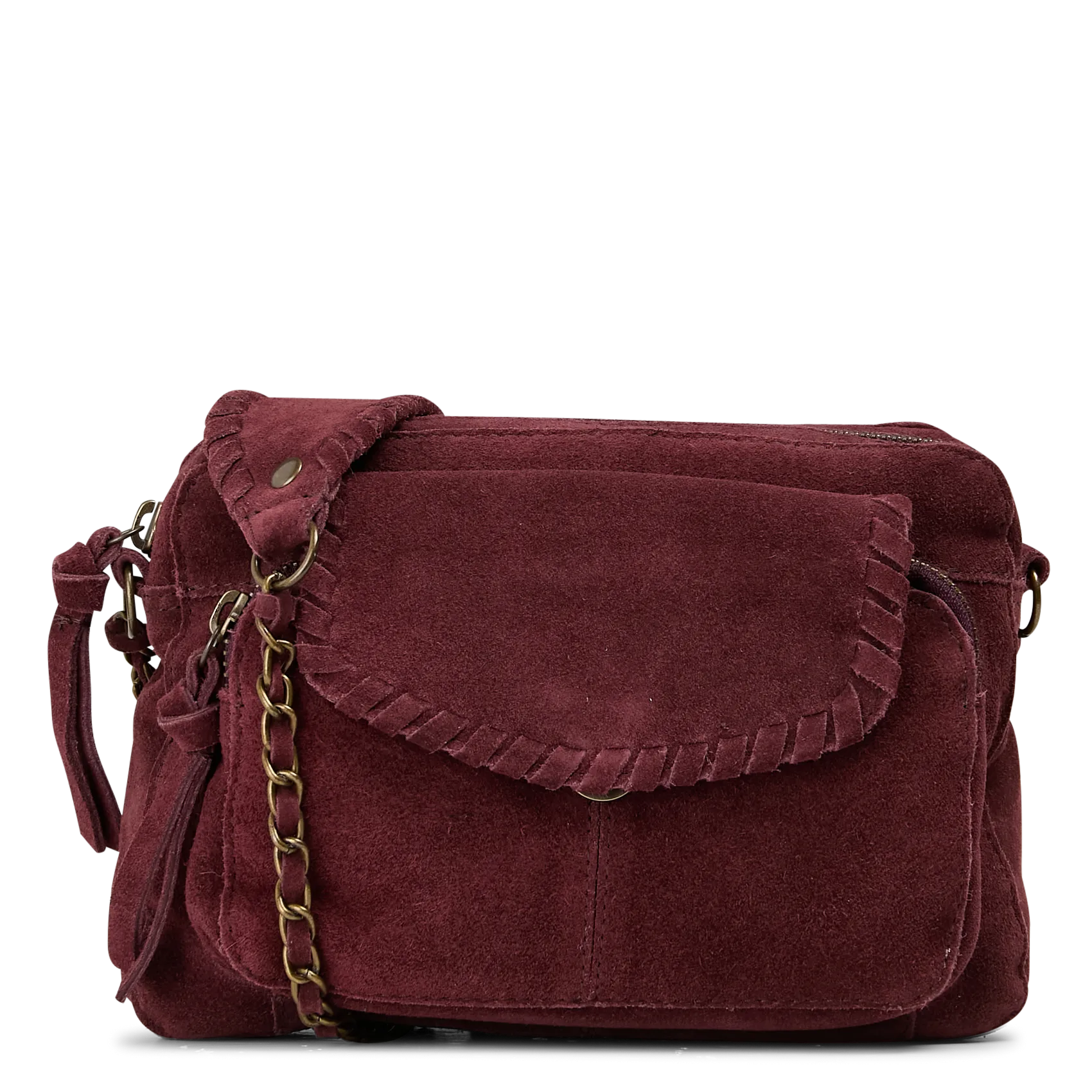 Umhängetasche mit Reißverschluss und Taschen aus Leder Rot SALLI