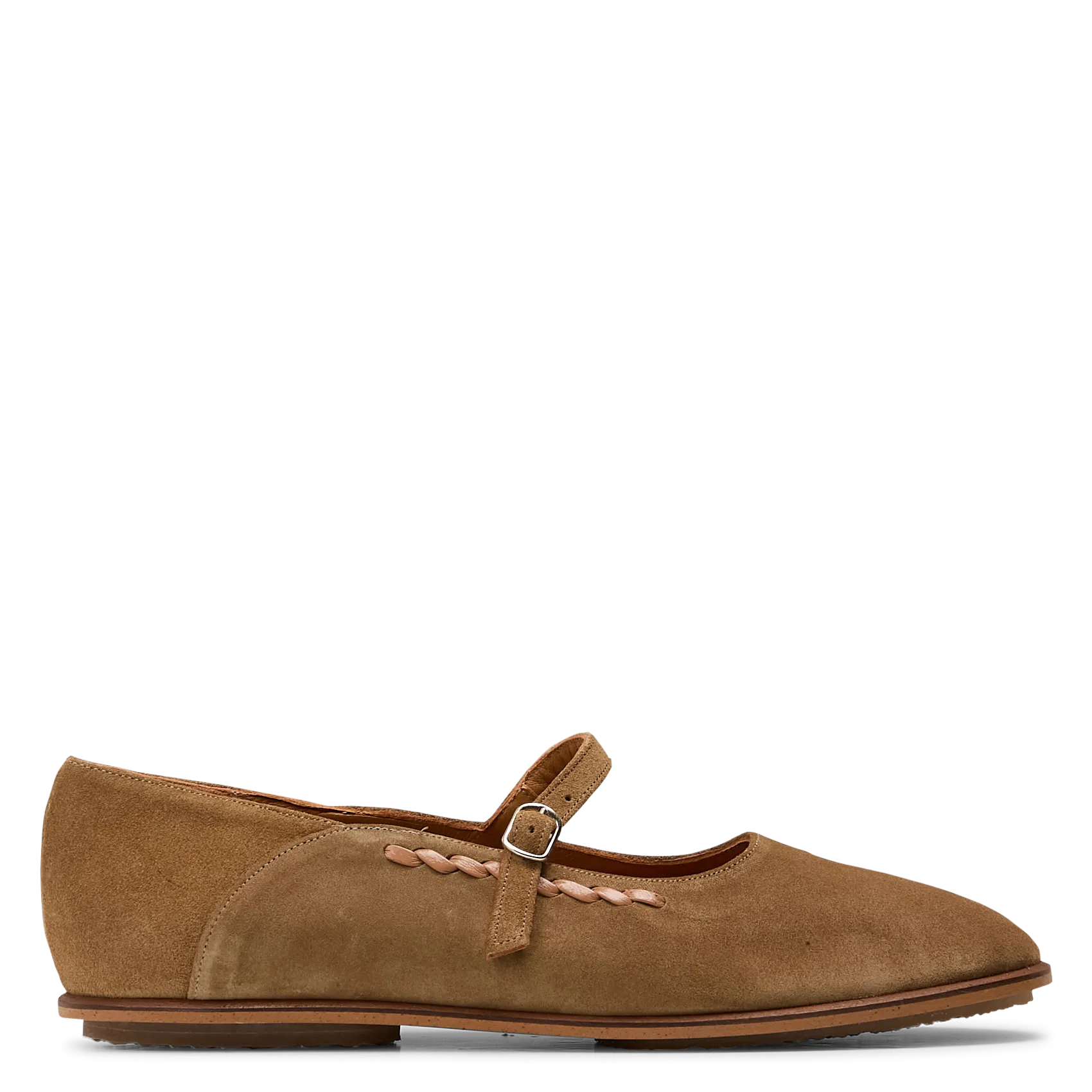 Velours Ballerinas mit Lederriemen Braun SONIA