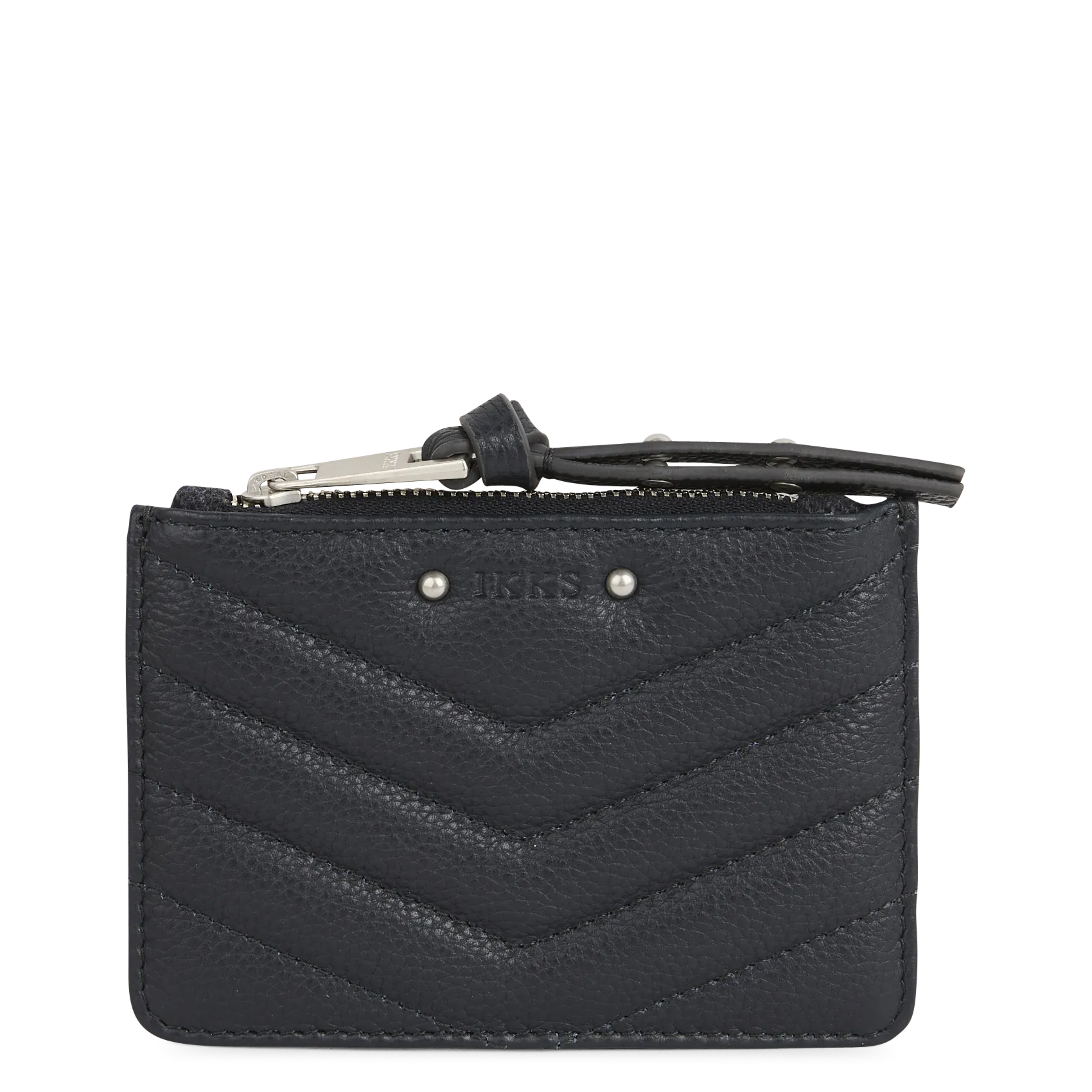 Kartenetui mit Chevron-Muster aus Leder Blau 1440 BANKER