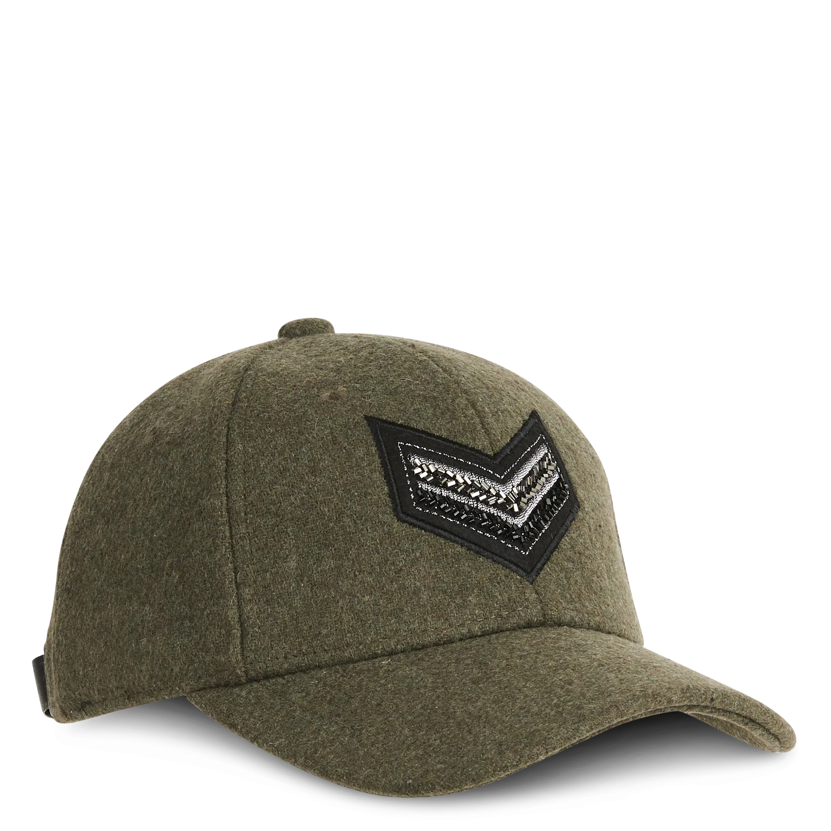 Einfarbige Baseballkappe mit Chevron-Stickerei Khaki