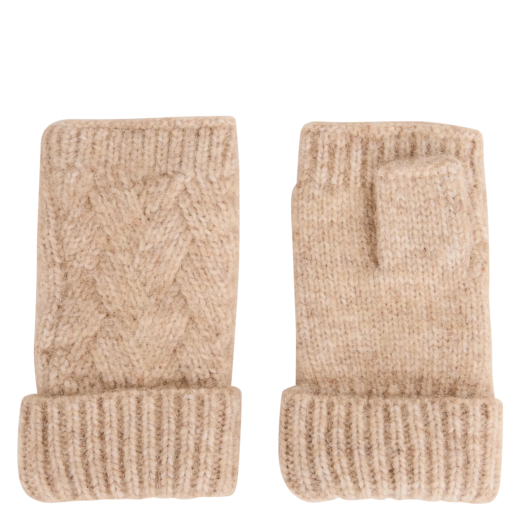 Zopfstrick-Fäustlinge Beige WENDY