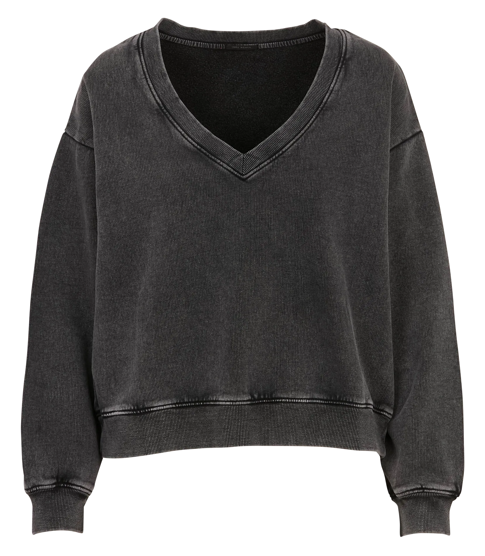 Sweatshirt aus Baumwolle mit V-Ausschnitt Grau