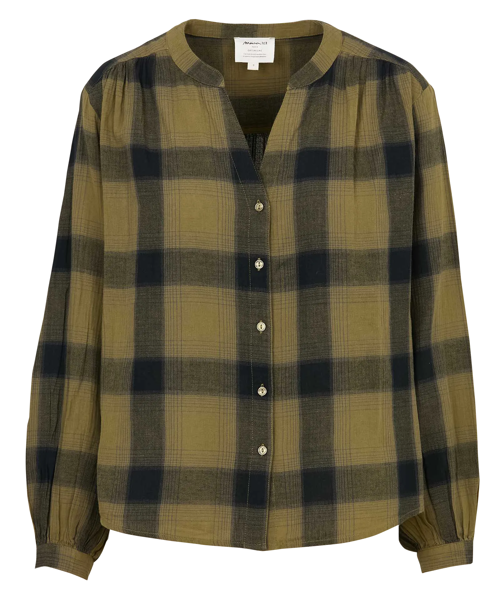 Baumwollbluse mit V-Ausschnitt Grun SAMANTHA