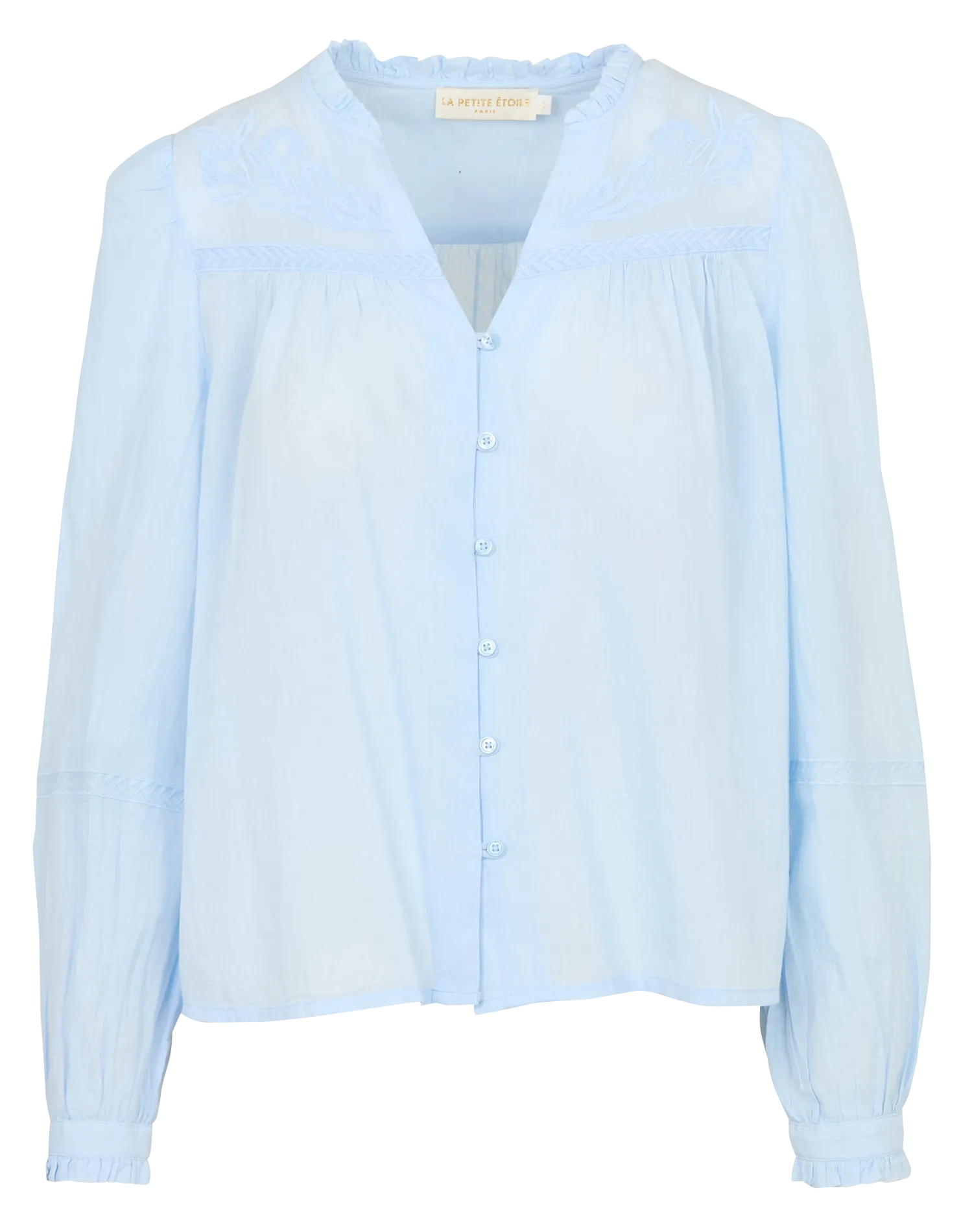 Baumwollbluse mit V-Ausschnitt Blau BOWIE