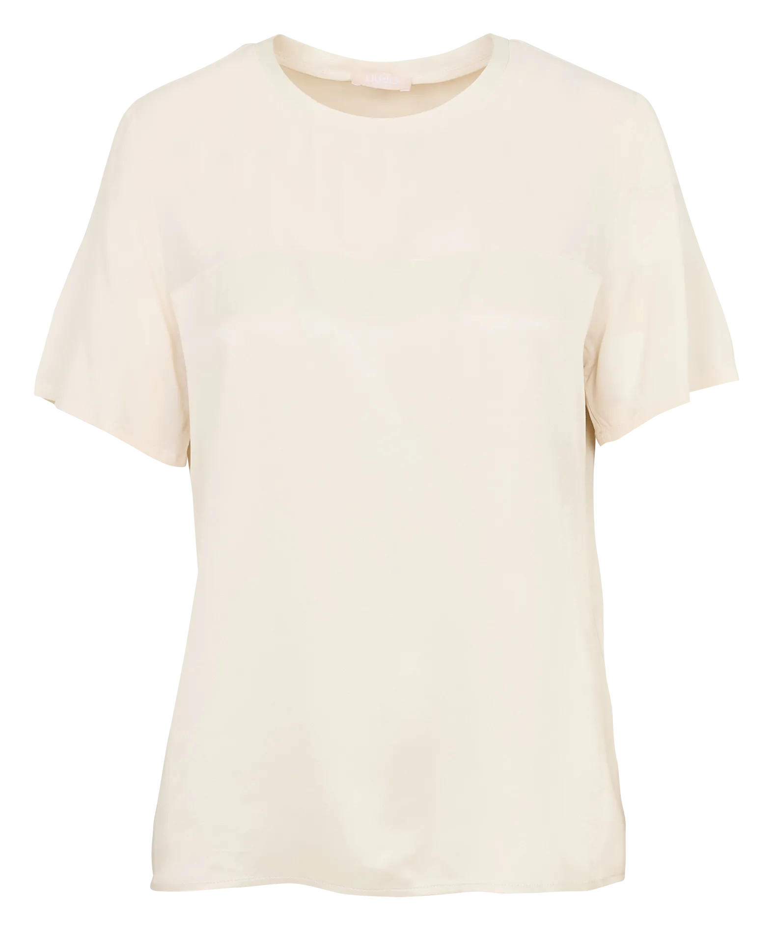 Damen T-Shirt mit kurzen Ärmeln in einfarbigem Fließgewebe Beige