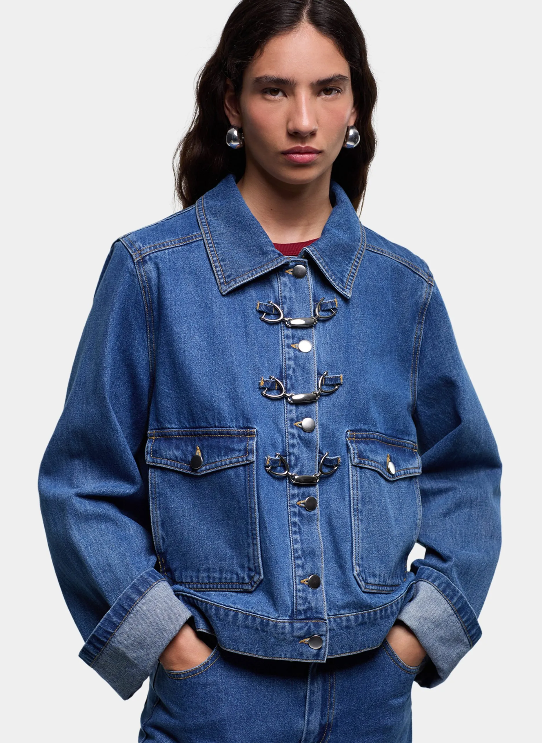 Oversize-Baumwolljacke mit klassischem Kragen Blau DALSTON