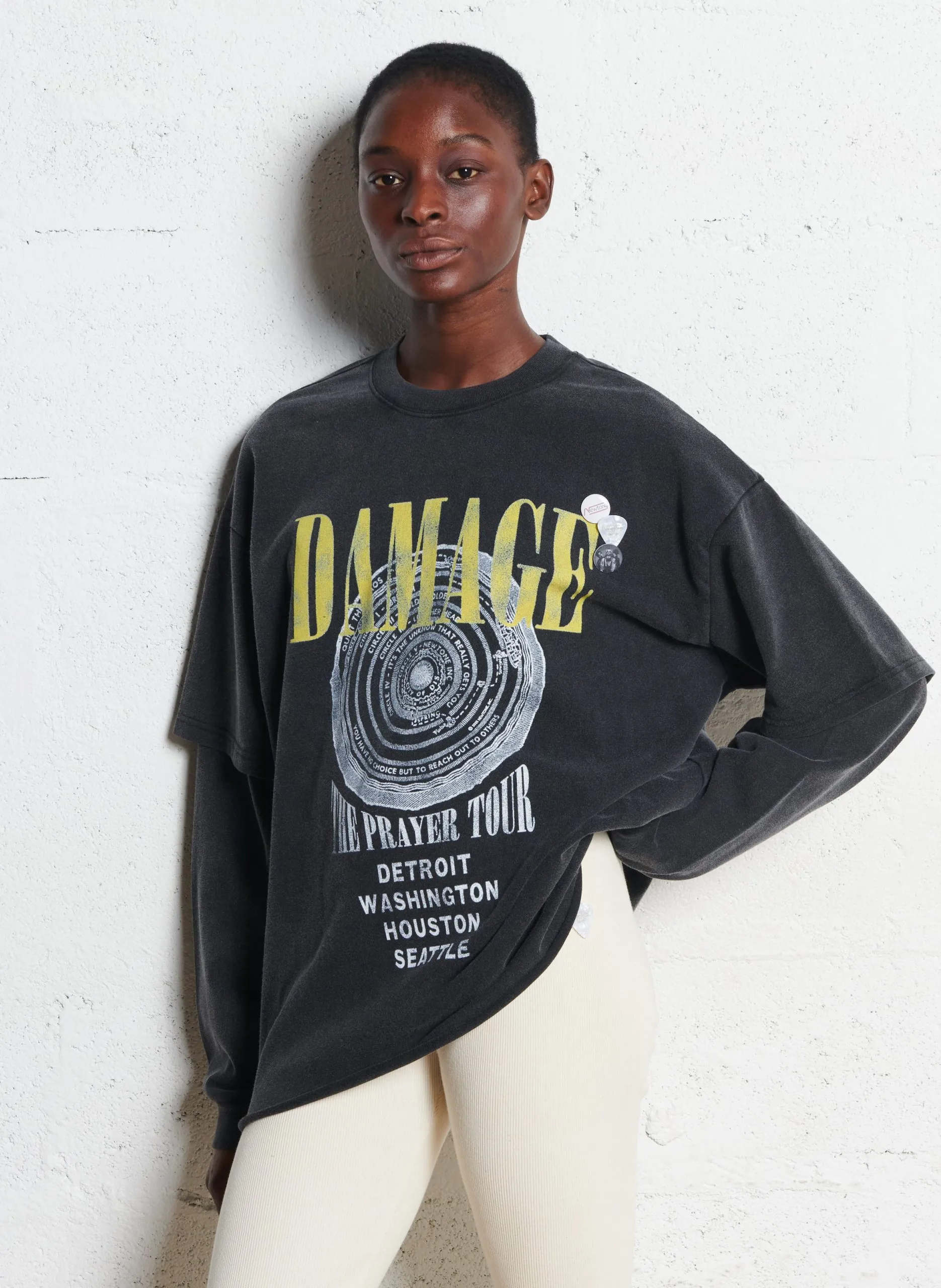 Baumwoll-Sweater mit Rundhalsausschnitt Grau TSKDAMA