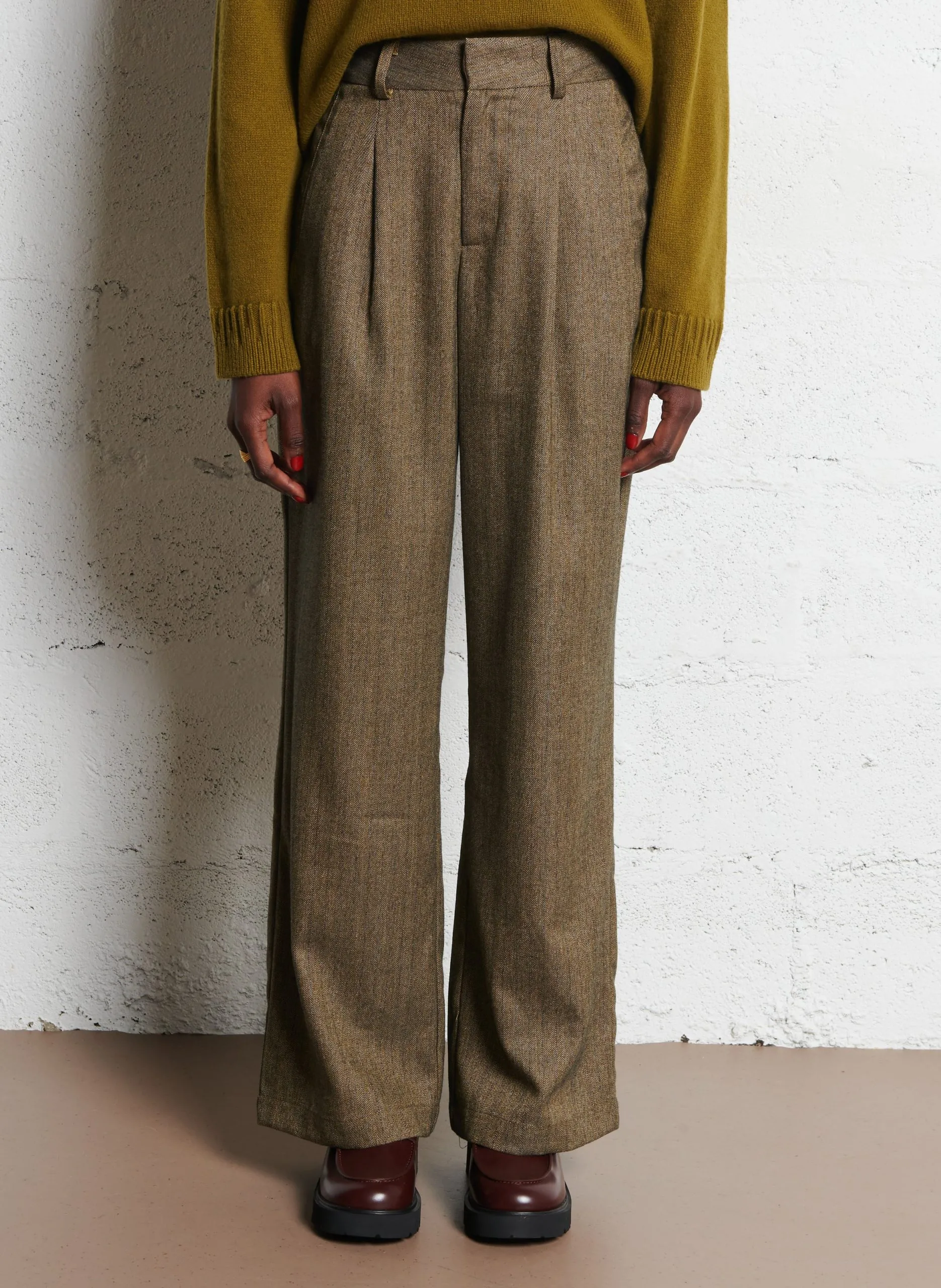 Azawood - Weite Hose mit hohem Bund Beige