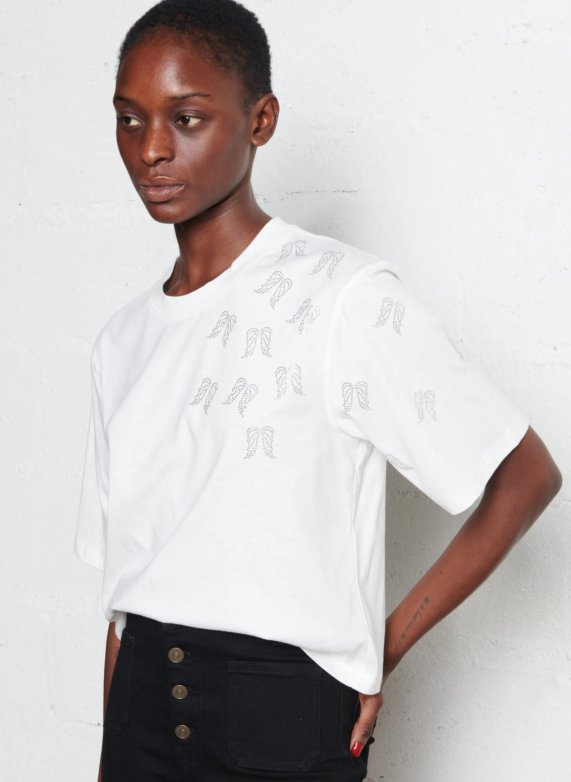 Baumwoll-Pullover mit Rundhalsausschnitt Weiss TWINGS