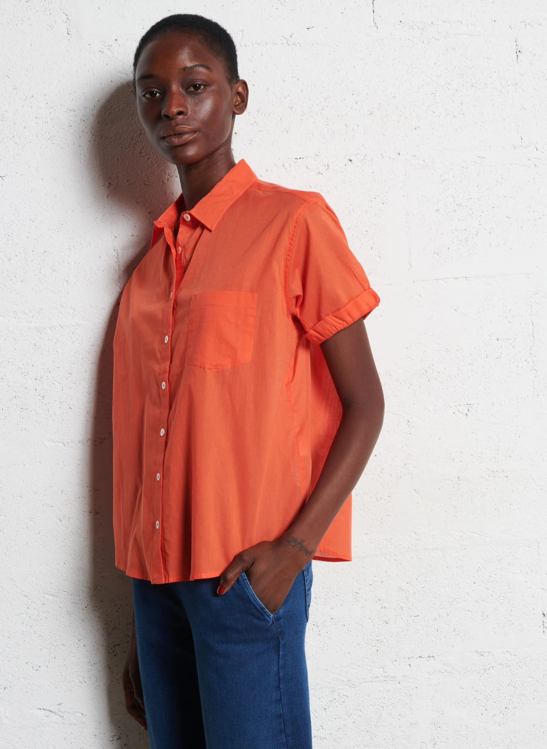Baumwoll-Bluse Orange SOLINE