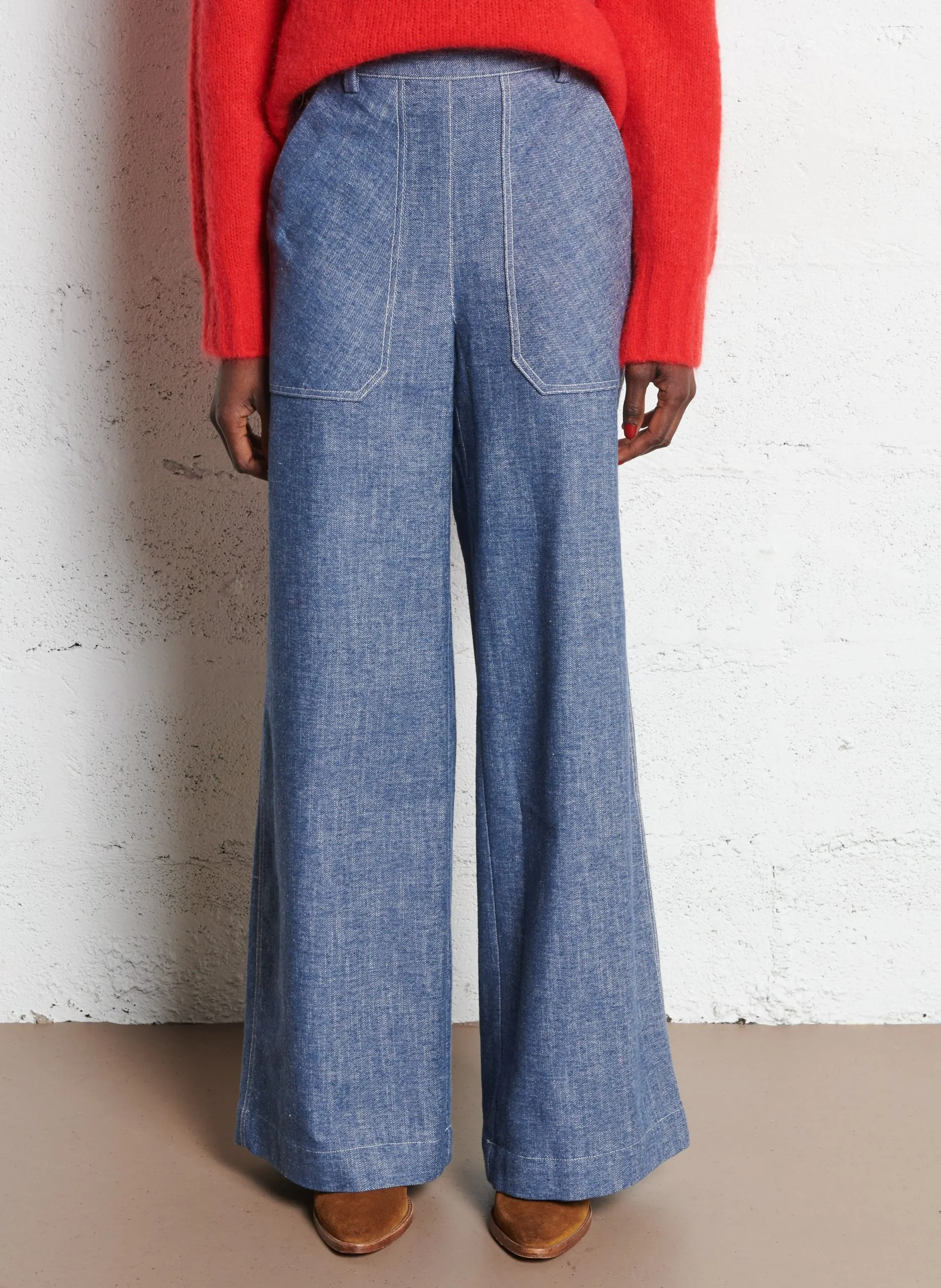 Weite Jeans aus Baumwoll-Mix Blau MOISON