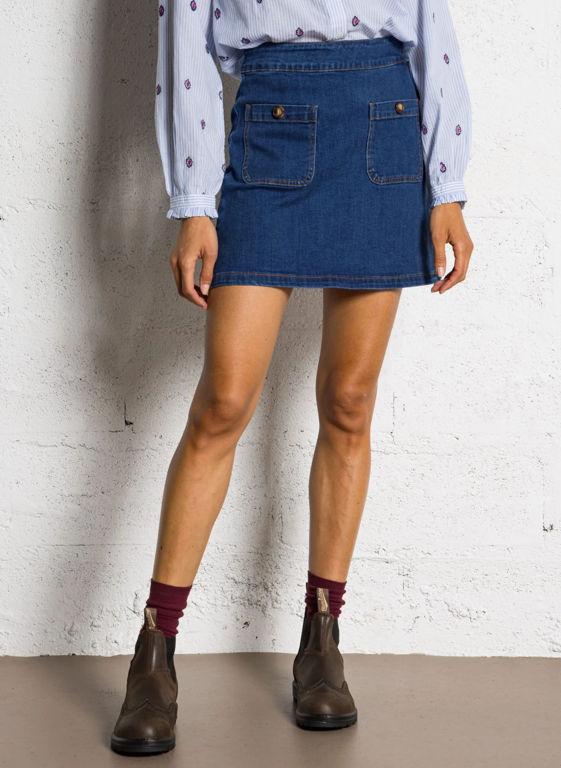 Kurzer A-Linien Jeansrock Jeans ohne Waschung JADA