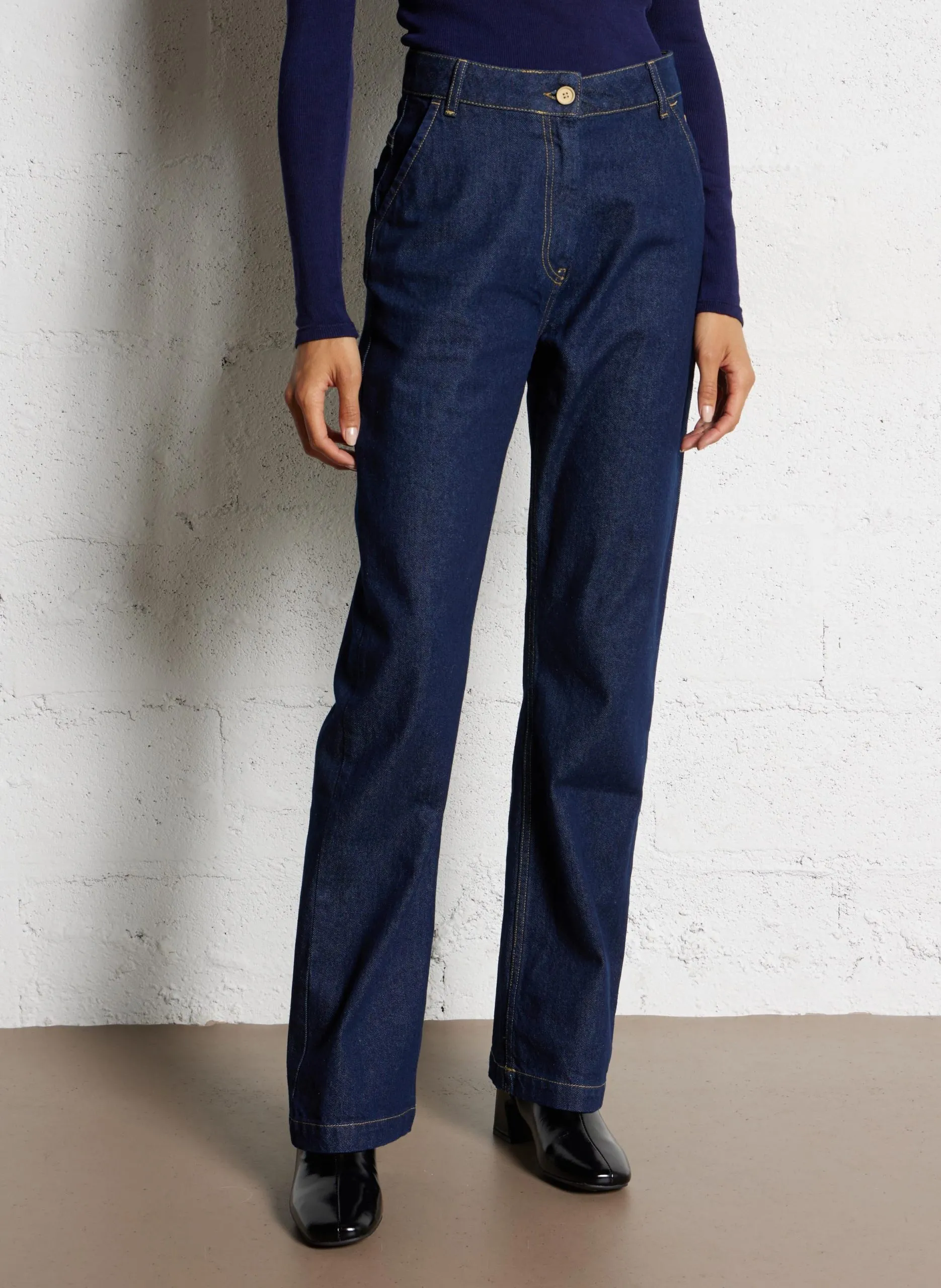 Ausgestellte High Waist Jeans aus Baumwolle Blau HERITAGE