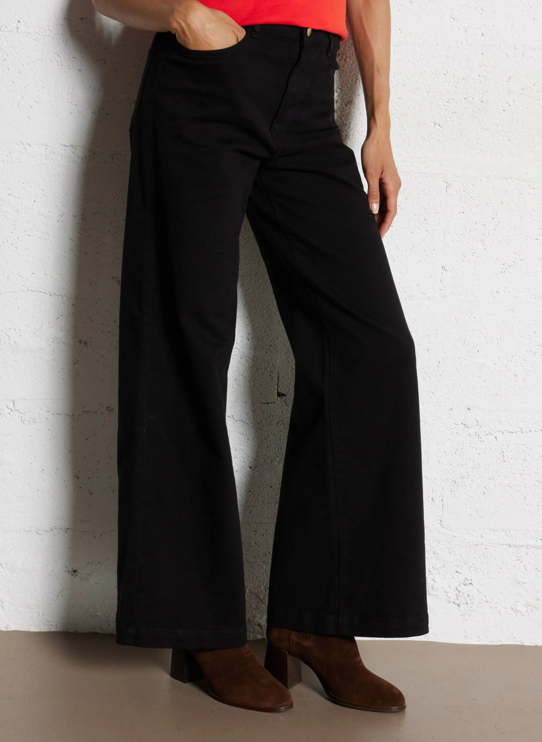 Weite Jeans aus Baumwoll-Mix Schwarz