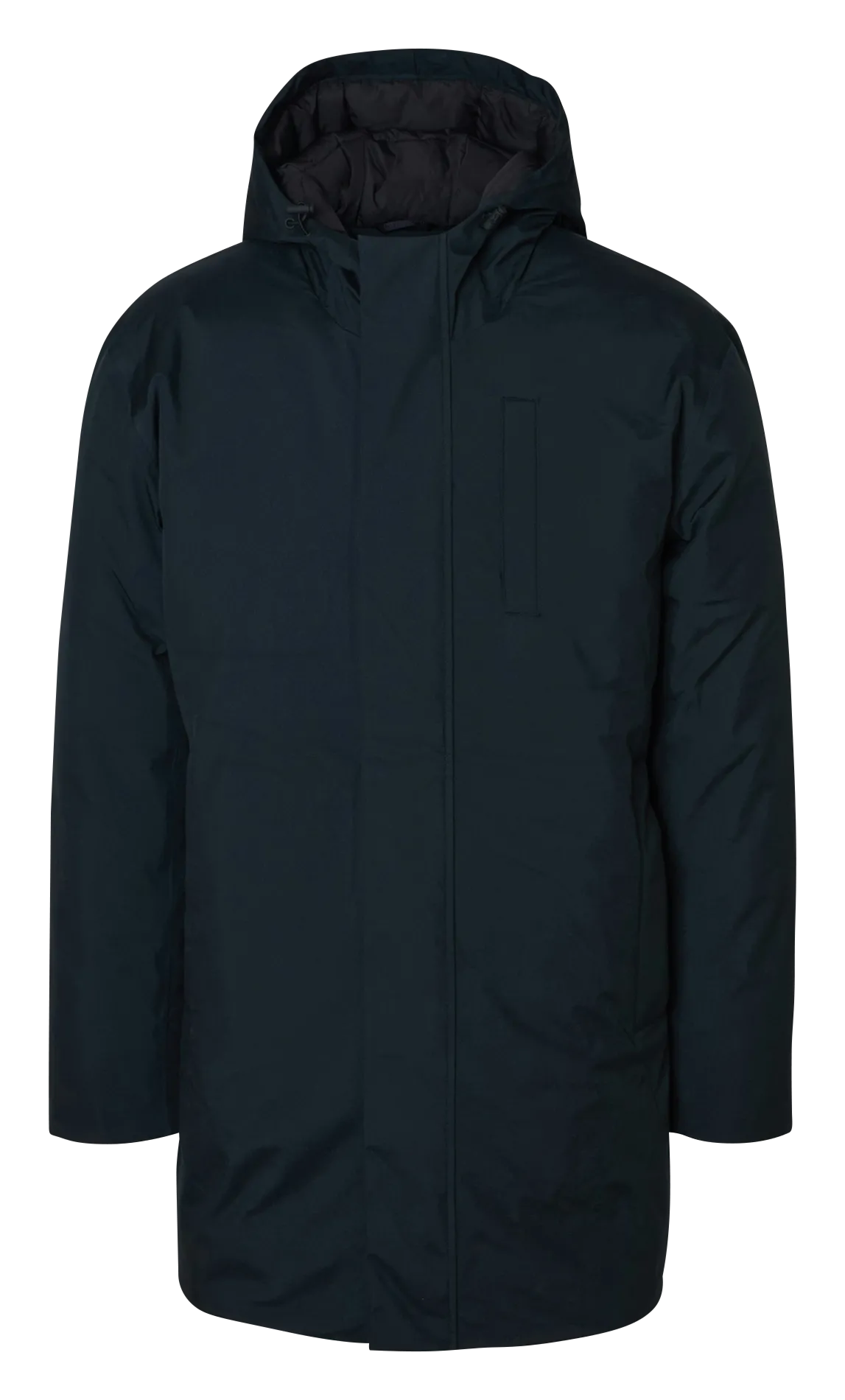 Gerade geschnittener Parka mit Stehkragen aus recycelten Fasern Schwarz FRANKLIN