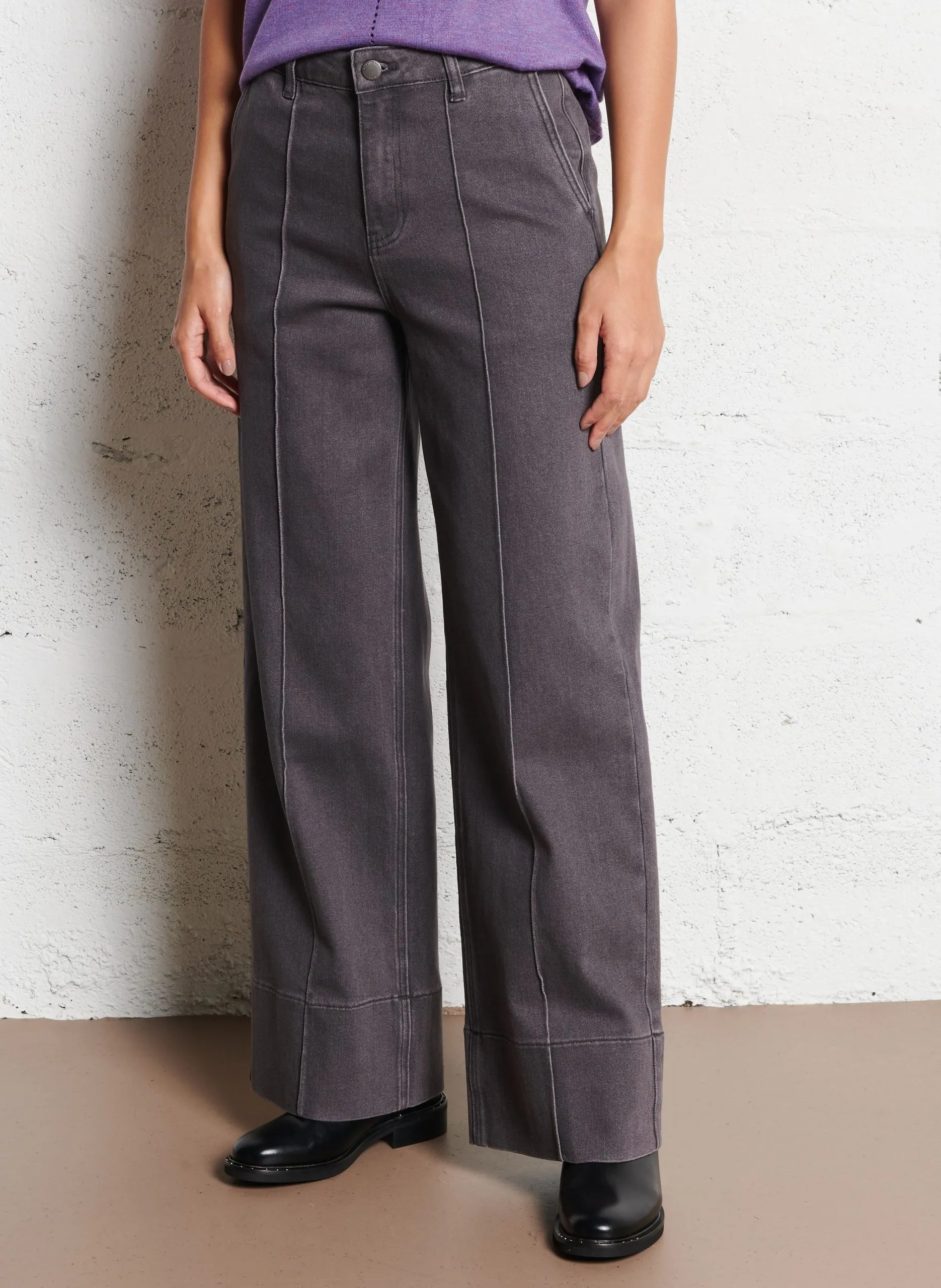 Farbige Straight Cut Jeans mit 5 Taschen Grau PAOLA