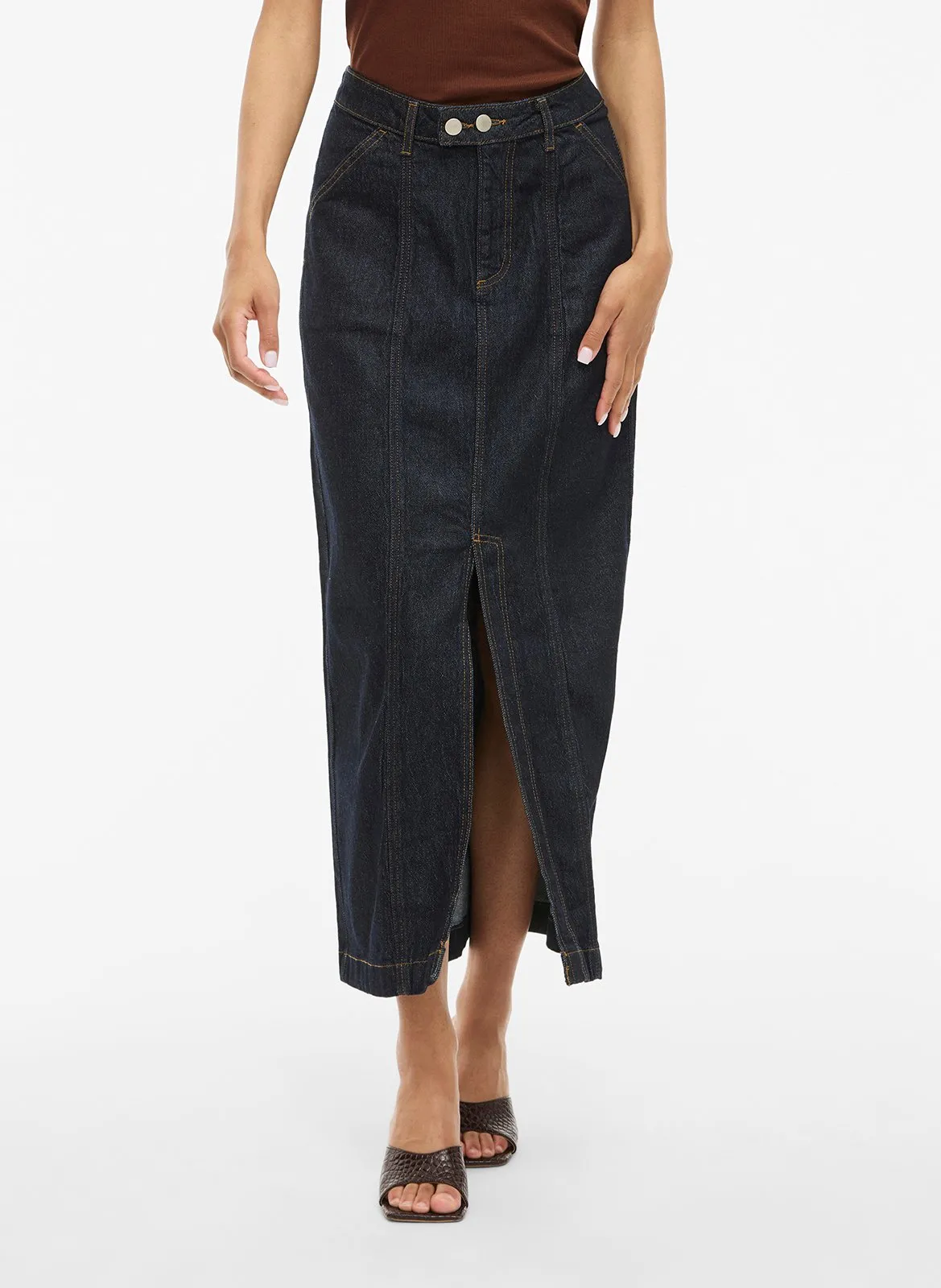 Midirock aus Baumwoll-Denim-Mix Blau JAF