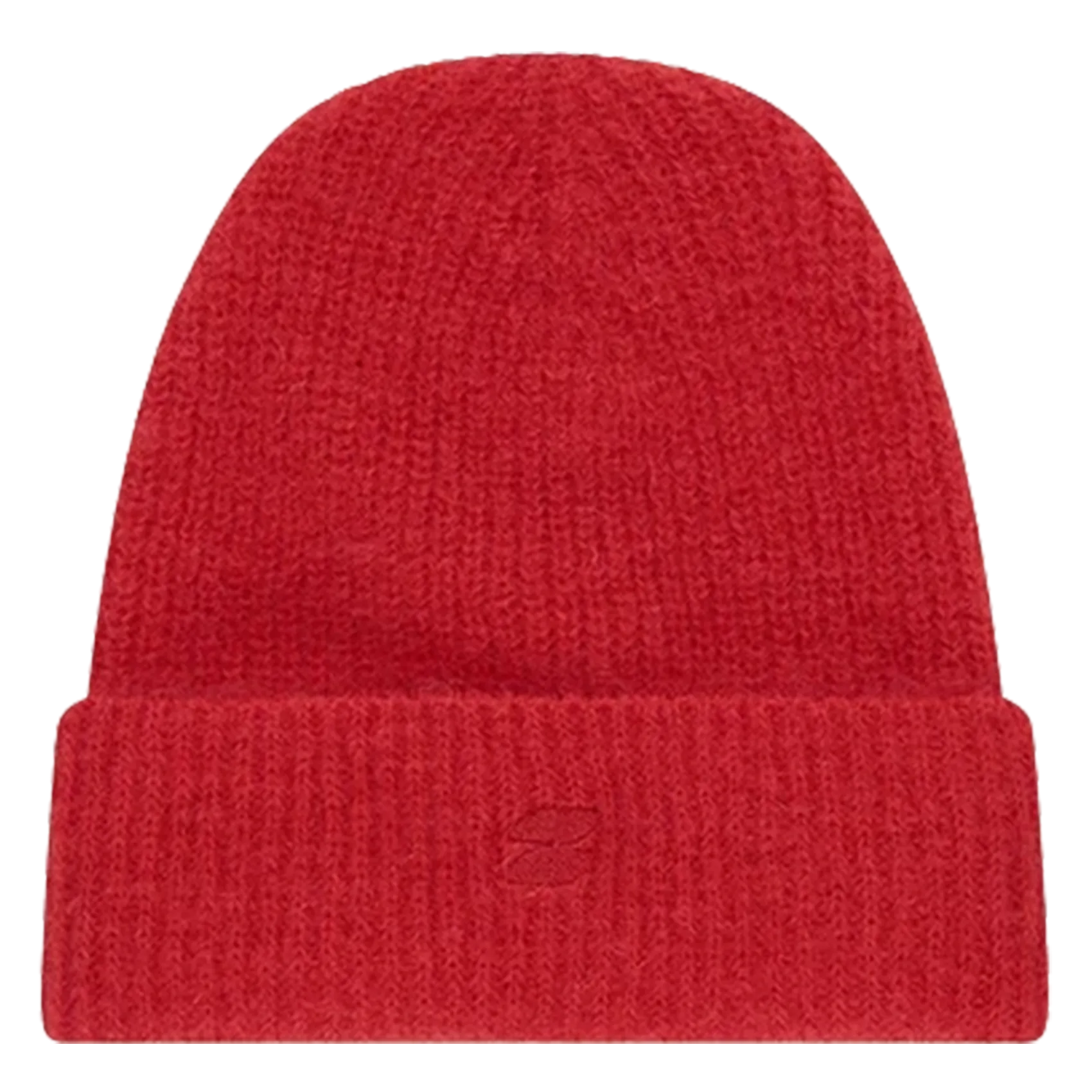 Einfarbige Wollmütze mit Umschlag Rot LOGO