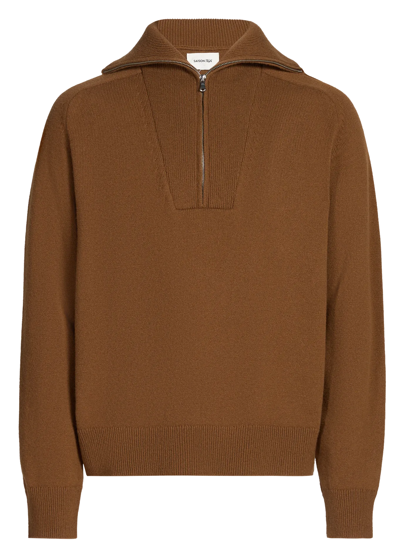 Wollpullover mit Stehkragen und Reißverschluss Braun GAME