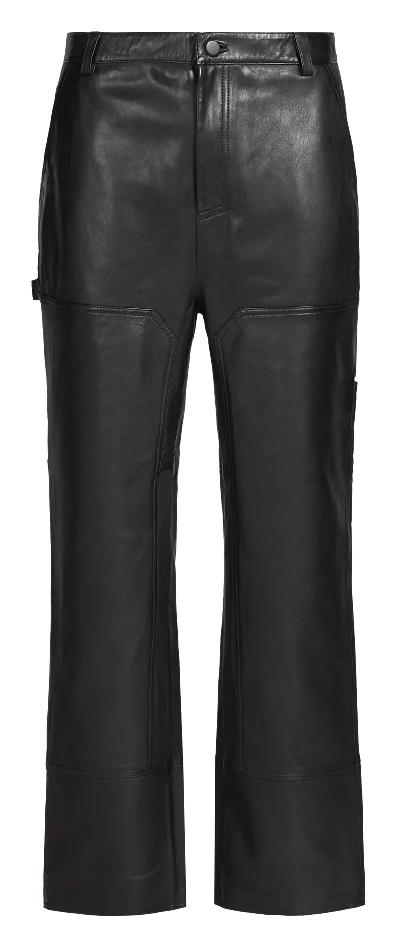 Gerade geschnittene Hose mit 5 Taschen aus Leder. Schwarz GARP