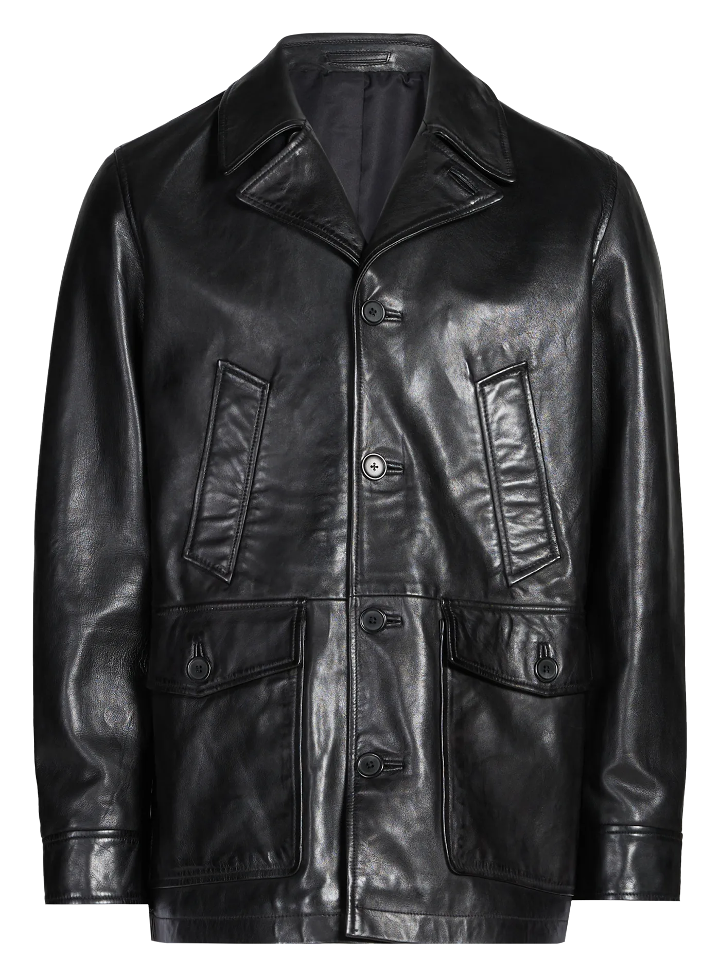 Gerade geschnittener Lederblazer Schwarz GEAN