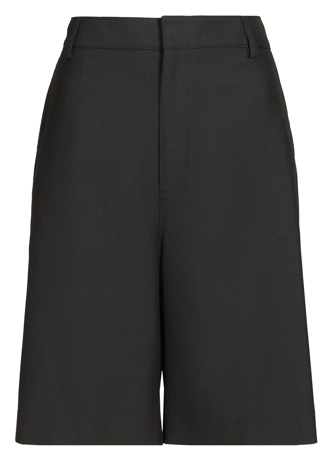 Gerade Bermuda Shorts mit hoher Taille in Uni Schwarz WUWU