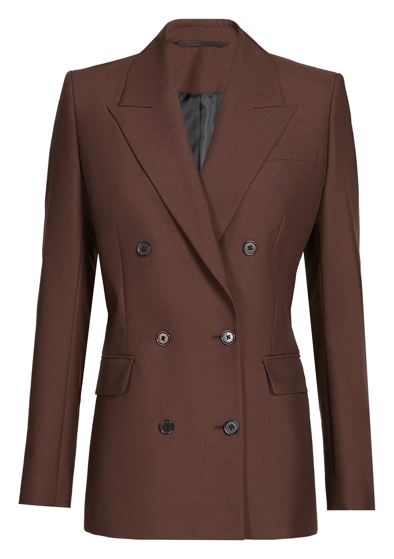 Taillierte Blazer-Jacke mit doppelreihiger Knopfleiste Braun WADY