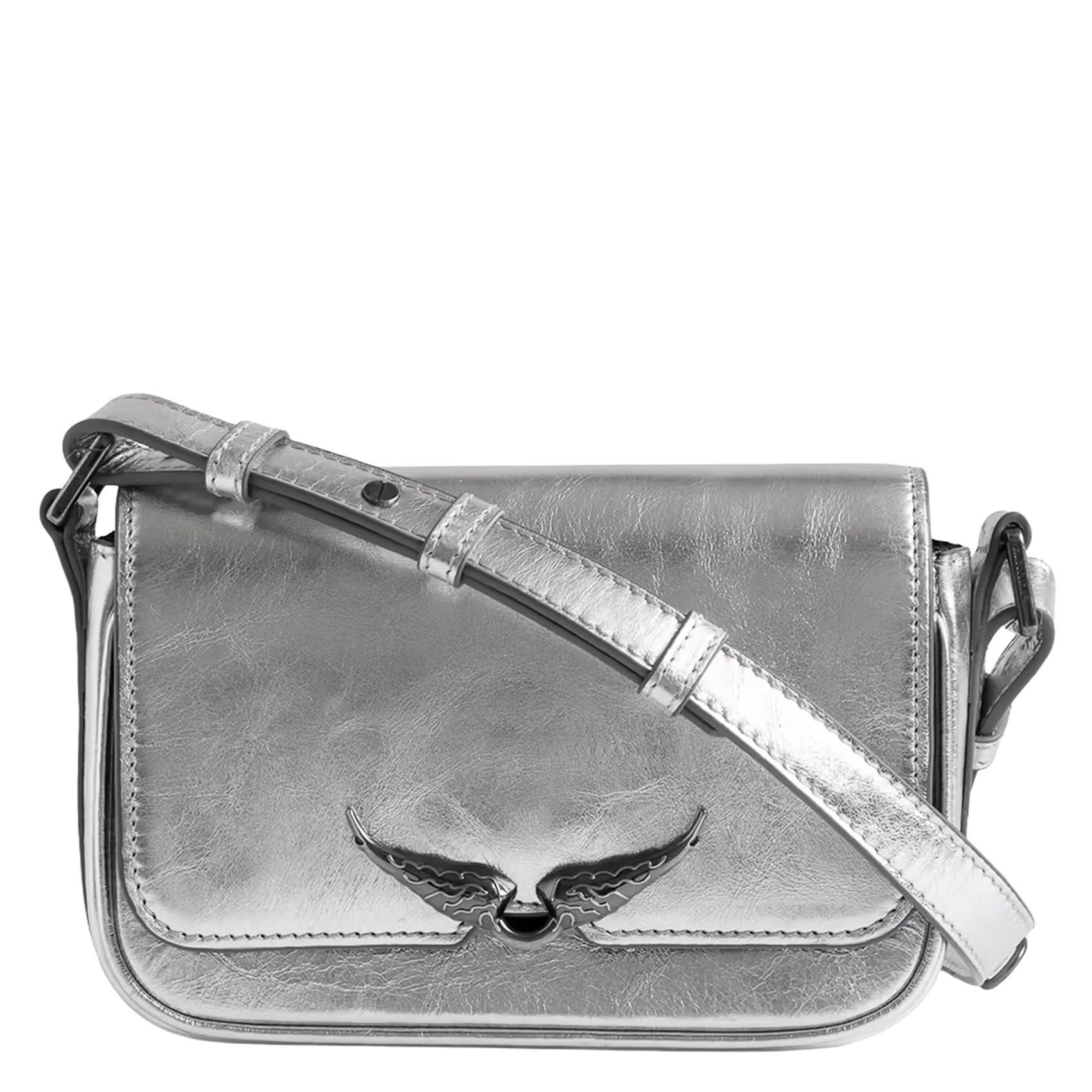 Umhängetasche aus Leder Grau LE ZAZI