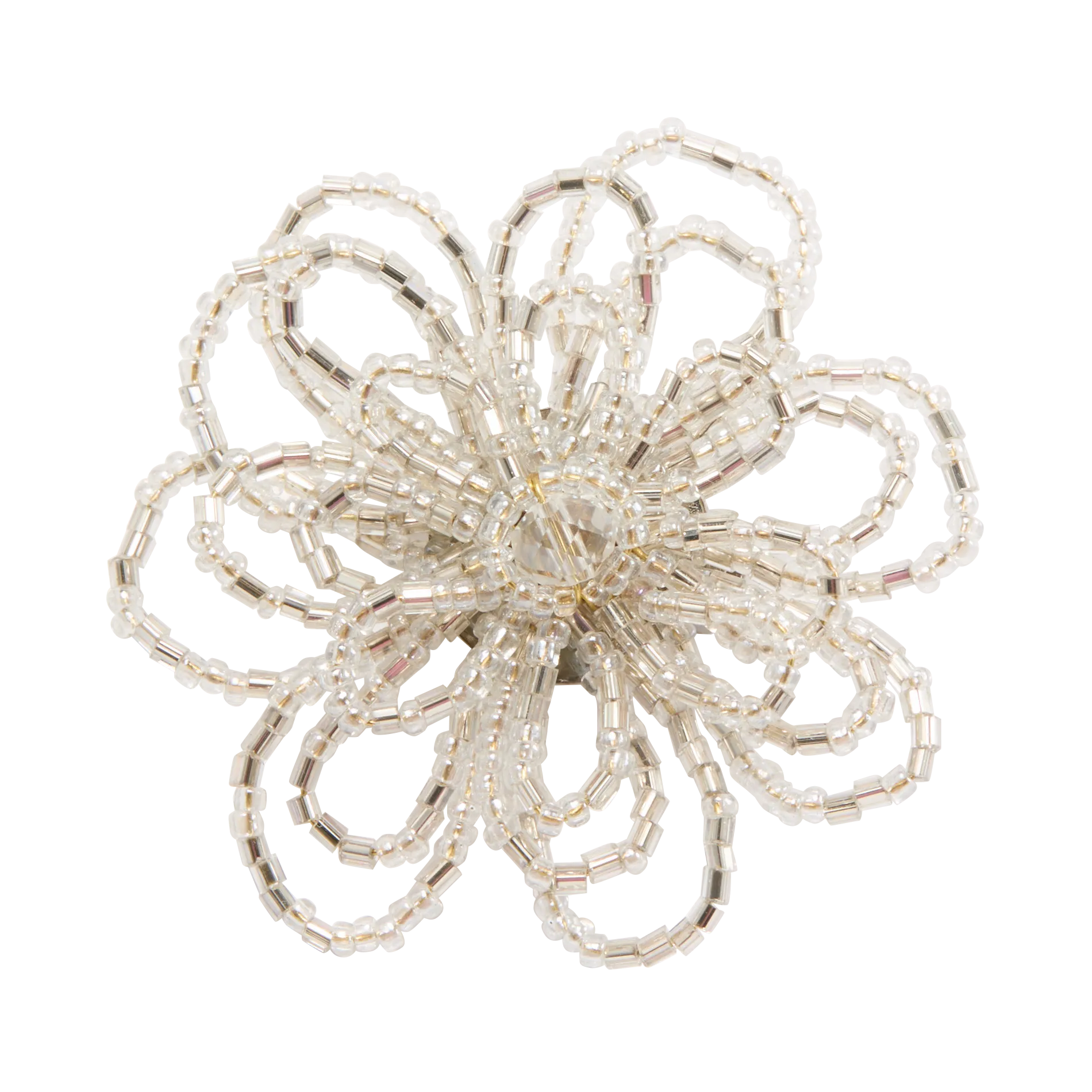 Perlenblumen-Brosche Silber FREYA