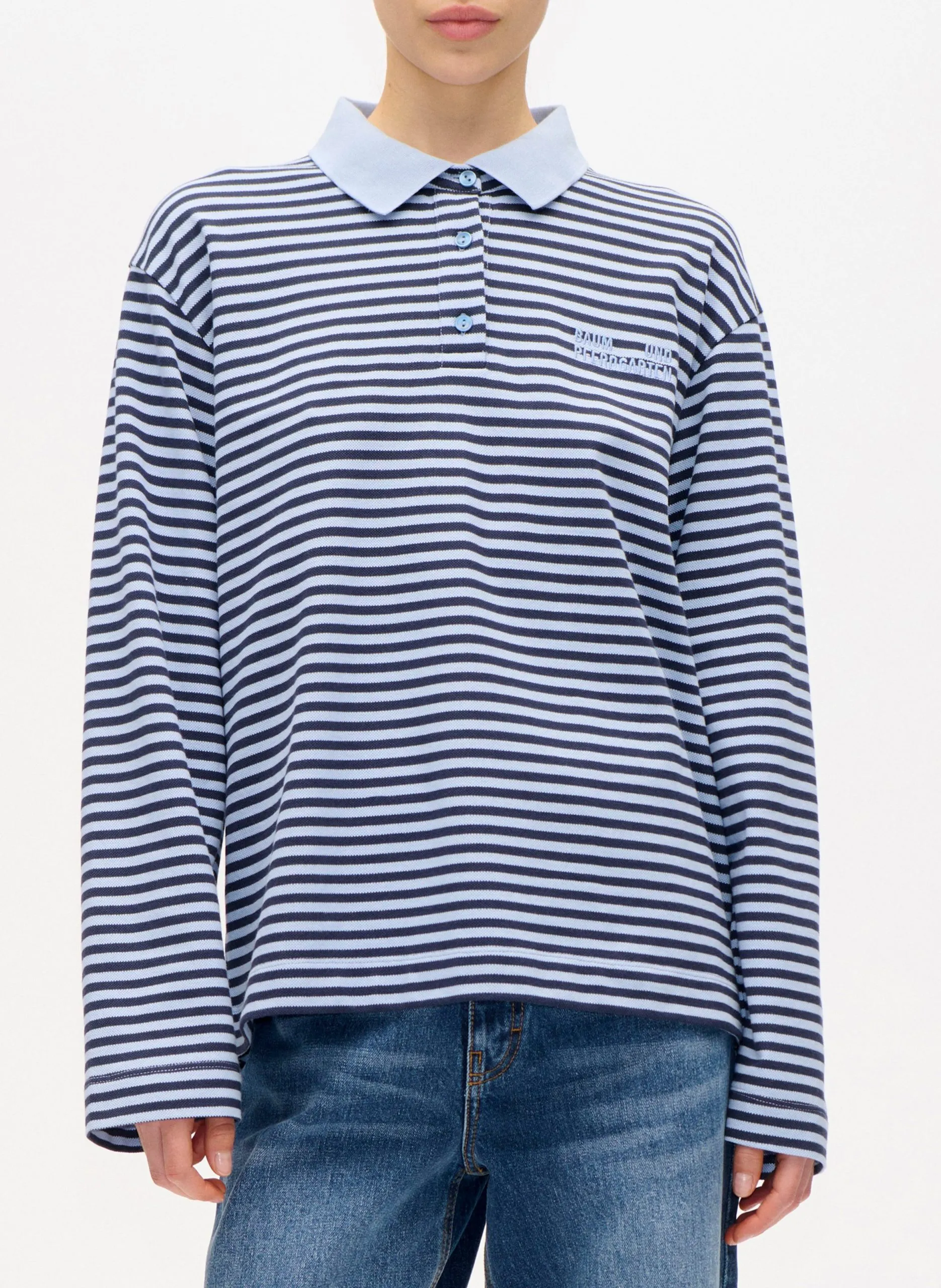 Gerader gestreifter Polo aus Bio-Baumwolle Blau JEANNE