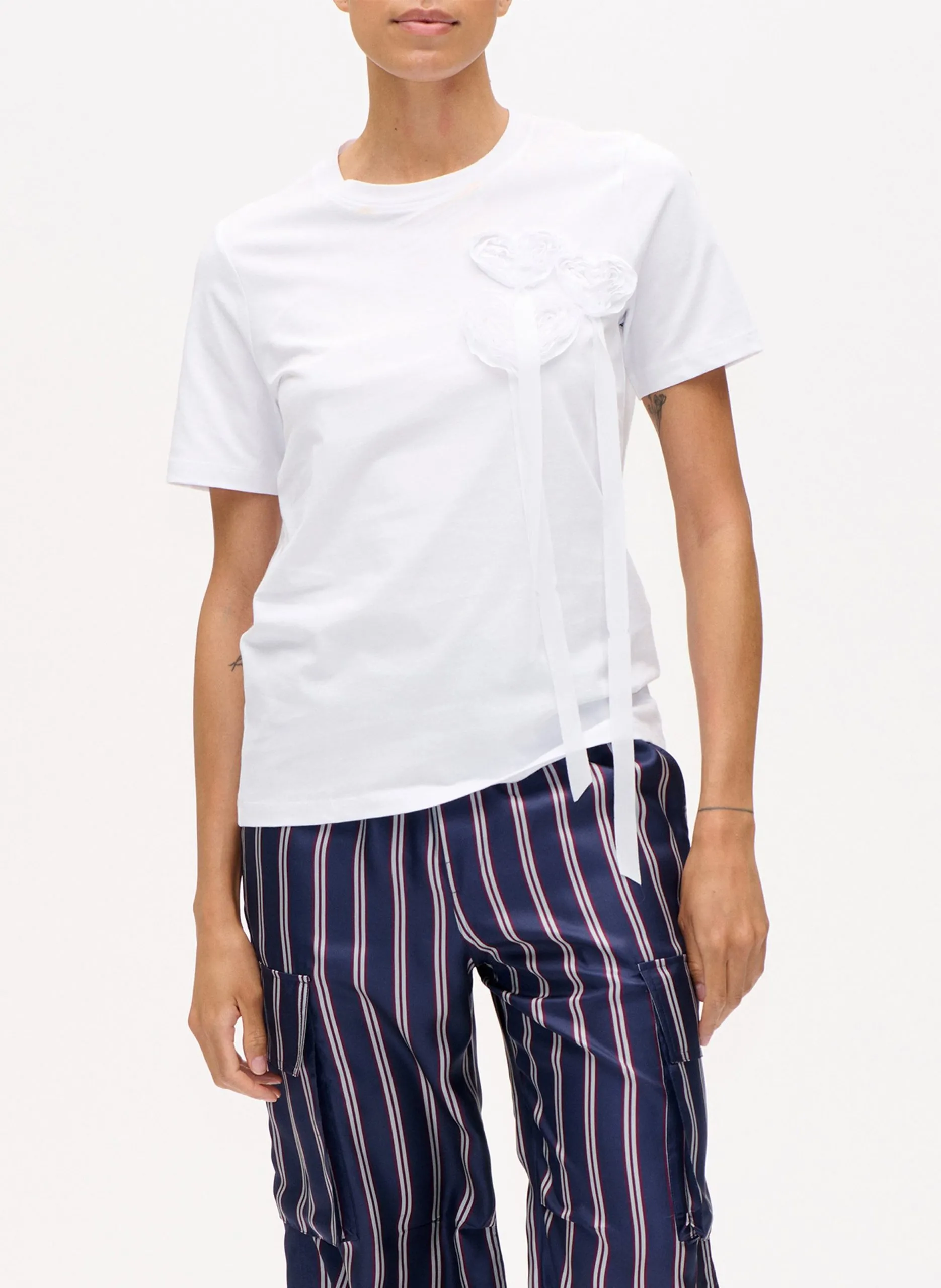 Bio-Baumwoll-Rundhals-Top Weiss JAWI