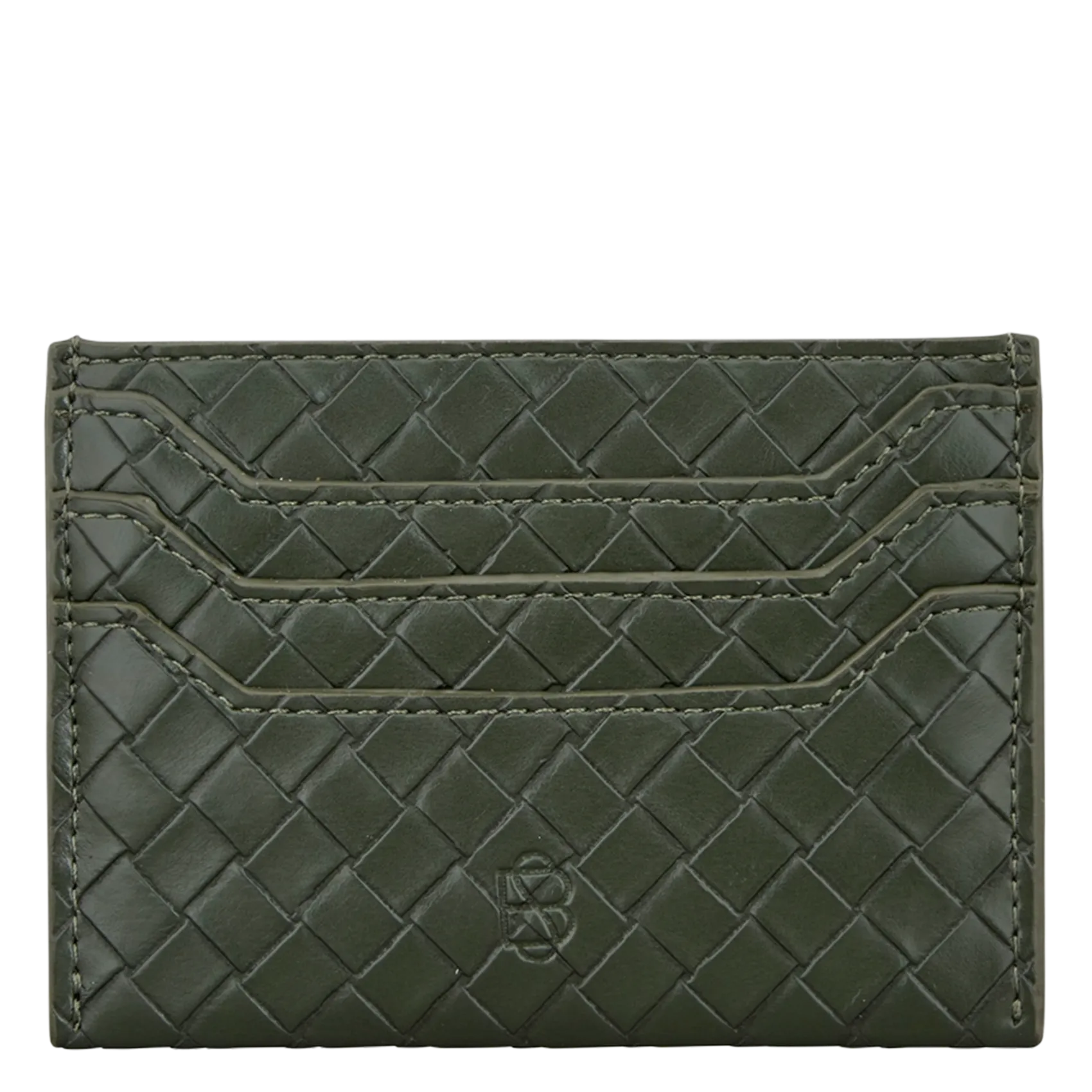Geflochtene Kunstleder-Kartenetui Grun