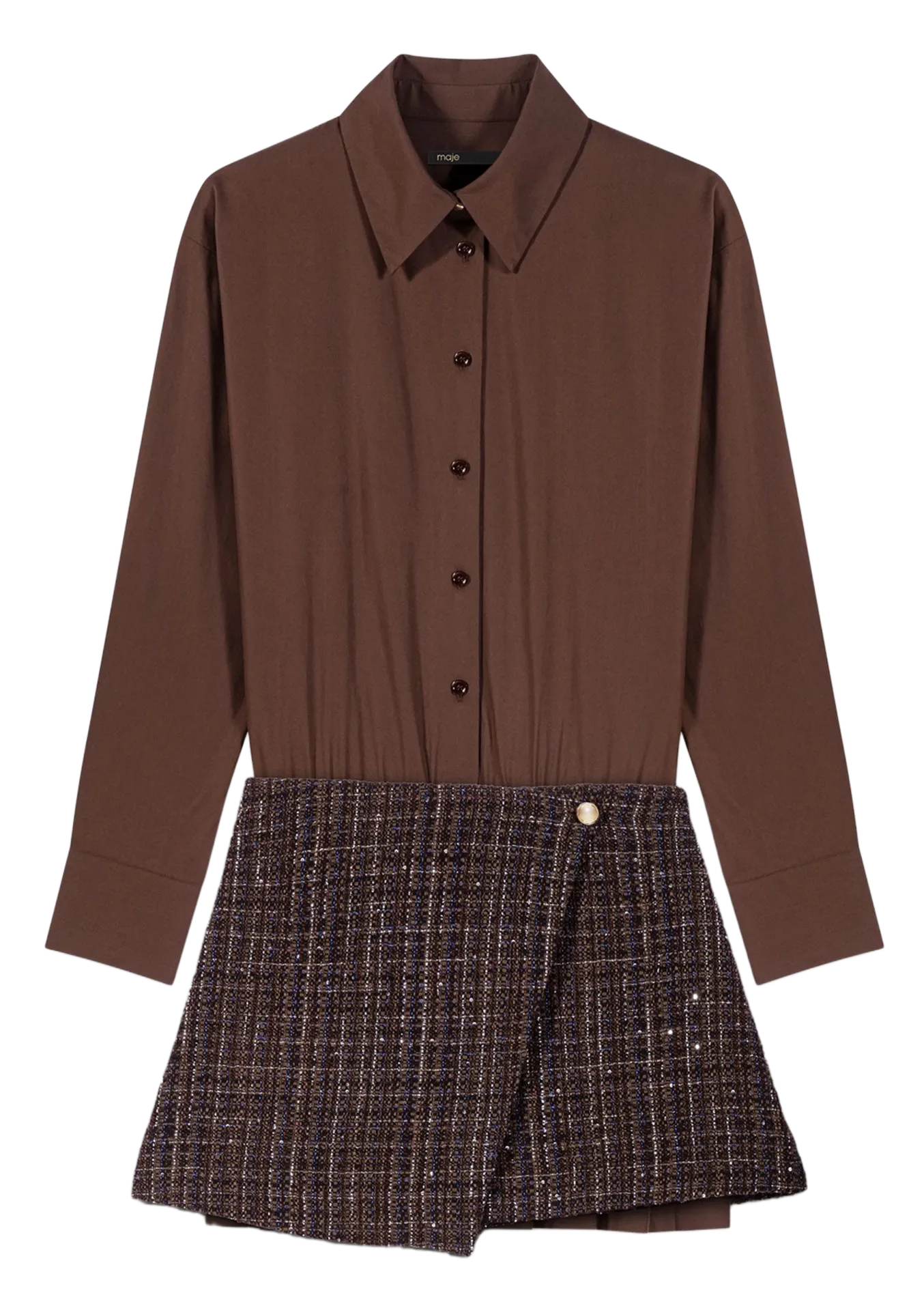 Clélie - Kurzes Kleid im Lagenlook Braun