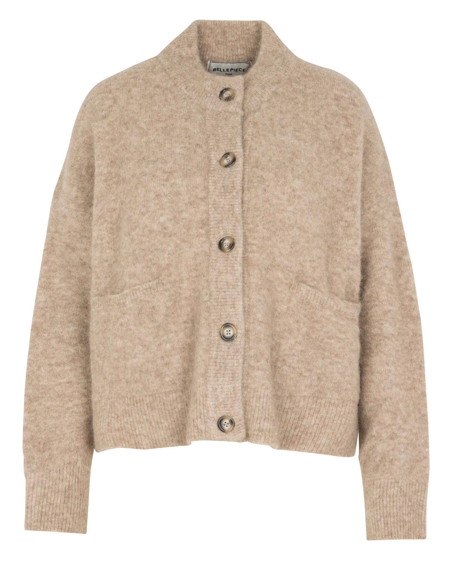 Oversize-Strickweste mit Stehkragen aus Baby-Alpaka-Mischung Beige HUXLEY