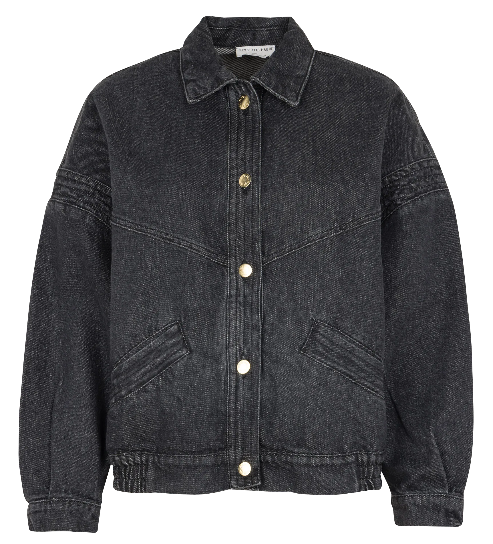 Oversize-Jeansjacke mit klassischem Kragen Schwarz LOUBIA