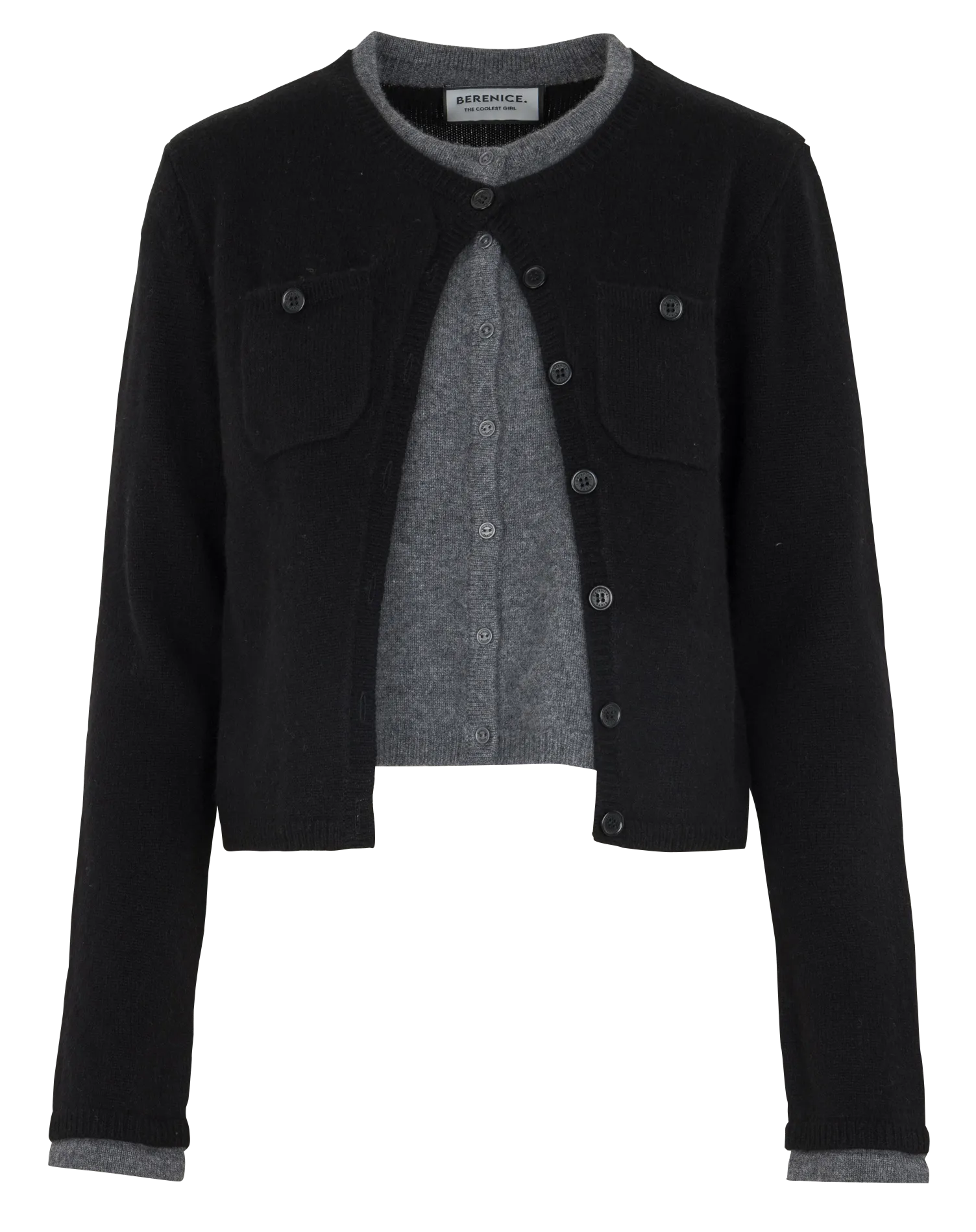 Rundhalsausschnittweste aus Wolle und Kaschmirgemisch Schwarz MYGIGI