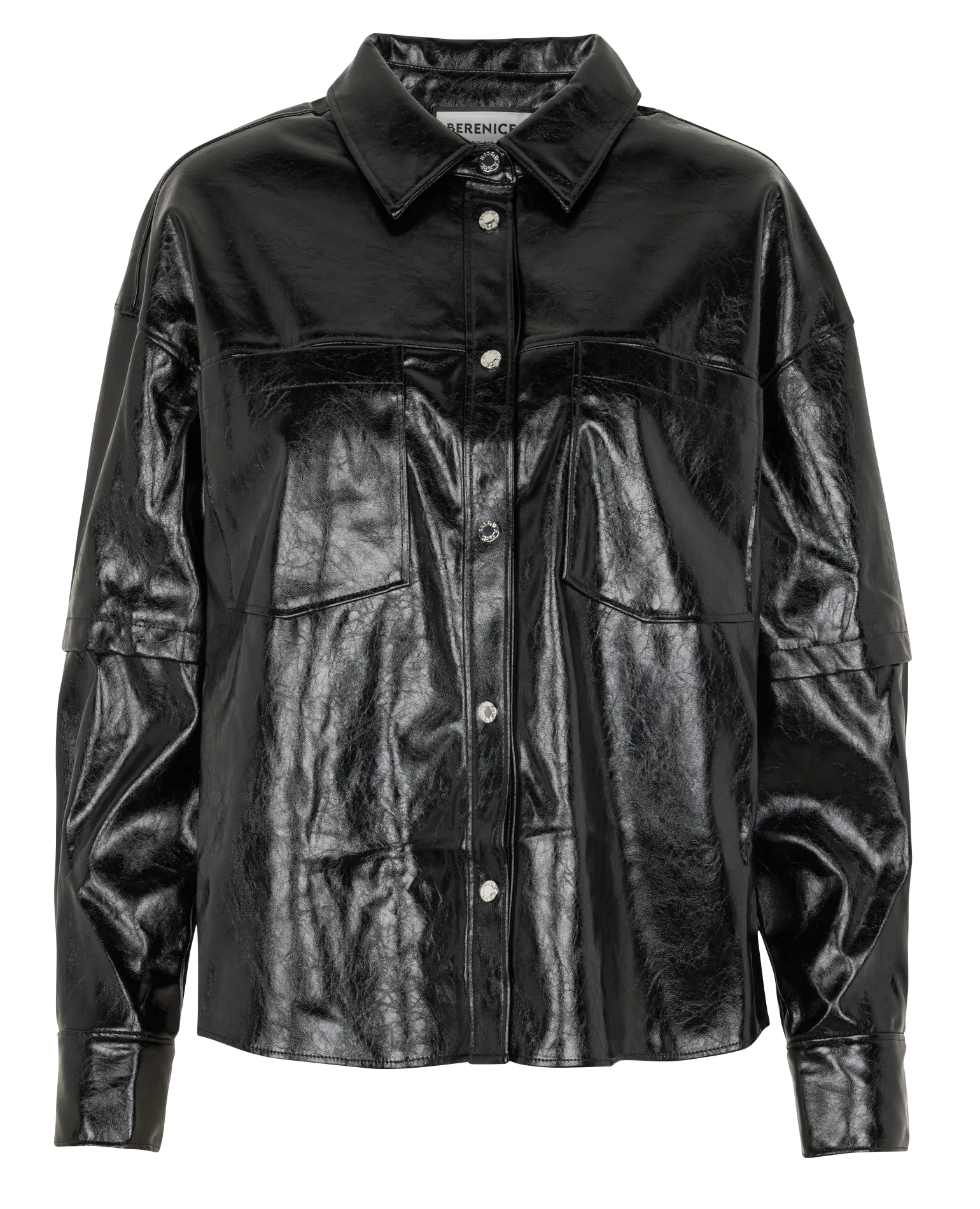 Gerade geschnittenes Hemd mit klassischem Kragen und Beschichtung Schwarz CARSONA