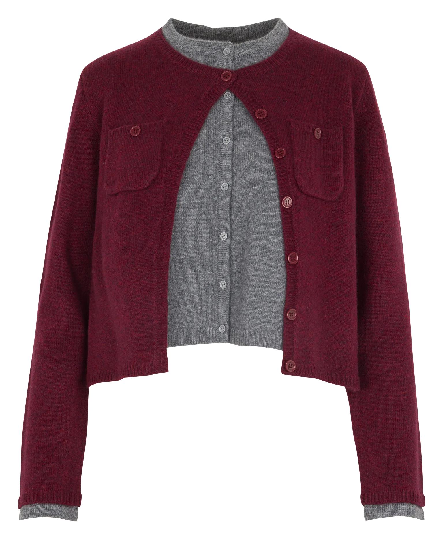 Rundhalsausschnittweste aus Wolle und Kaschmirgemisch Pflaume MYGIGI