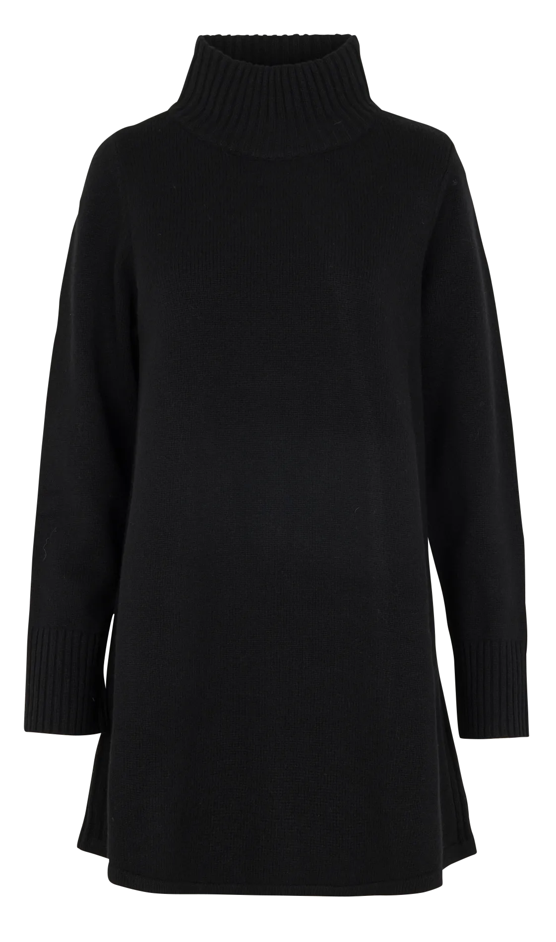 Kurzes Kleid mit Stehkragen aus Merinowolle Schwarz ROXANE