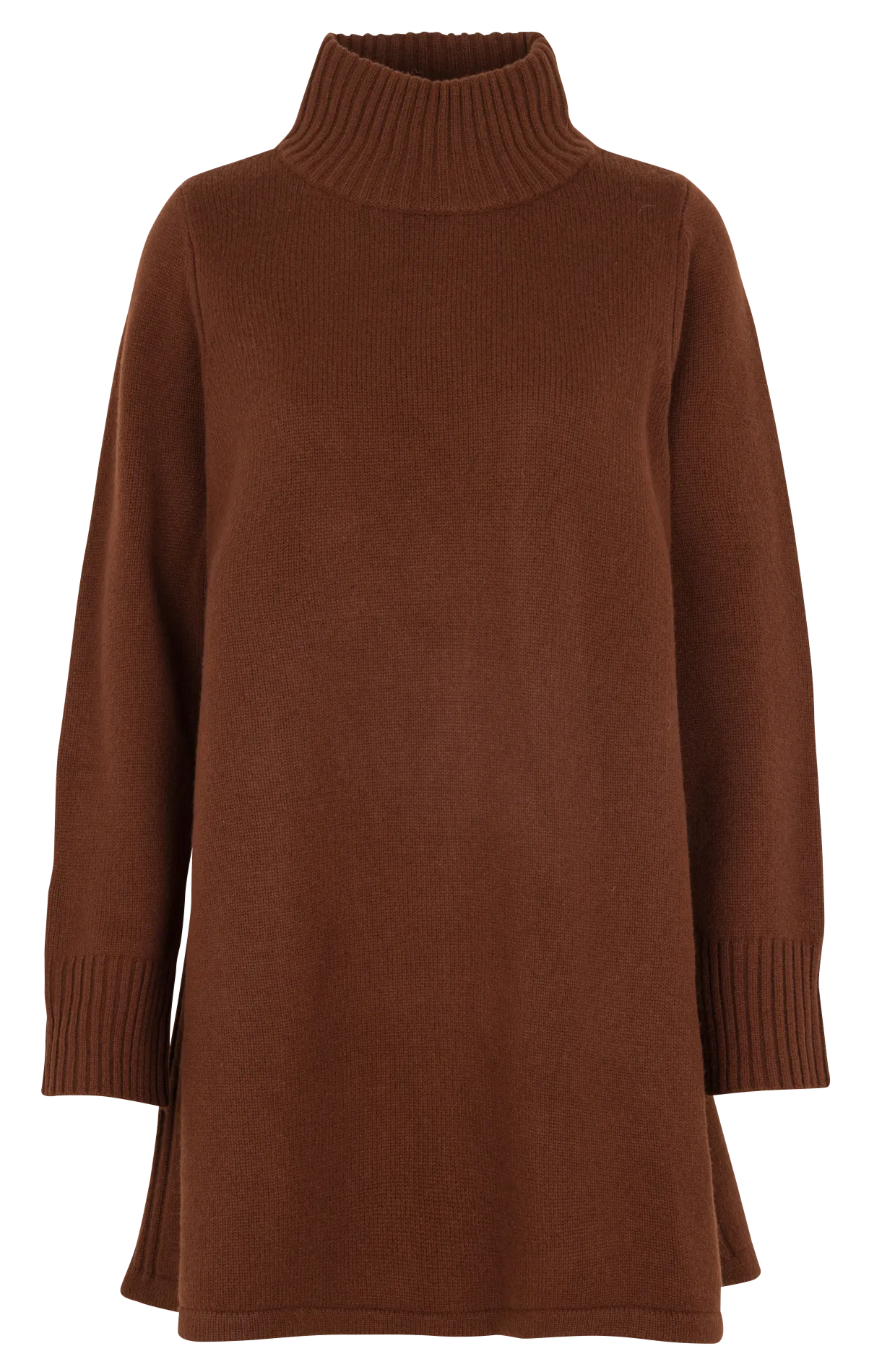 Kurzes Kleid mit Stehkragen aus Merinowolle Braun ROXANE